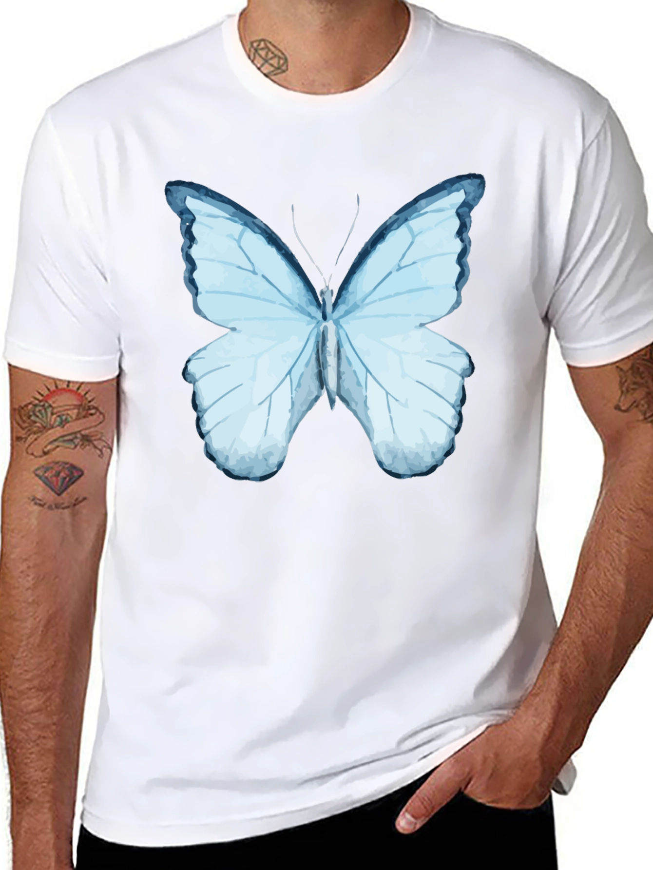 Butterfly Graphic Print Black T-Shirt