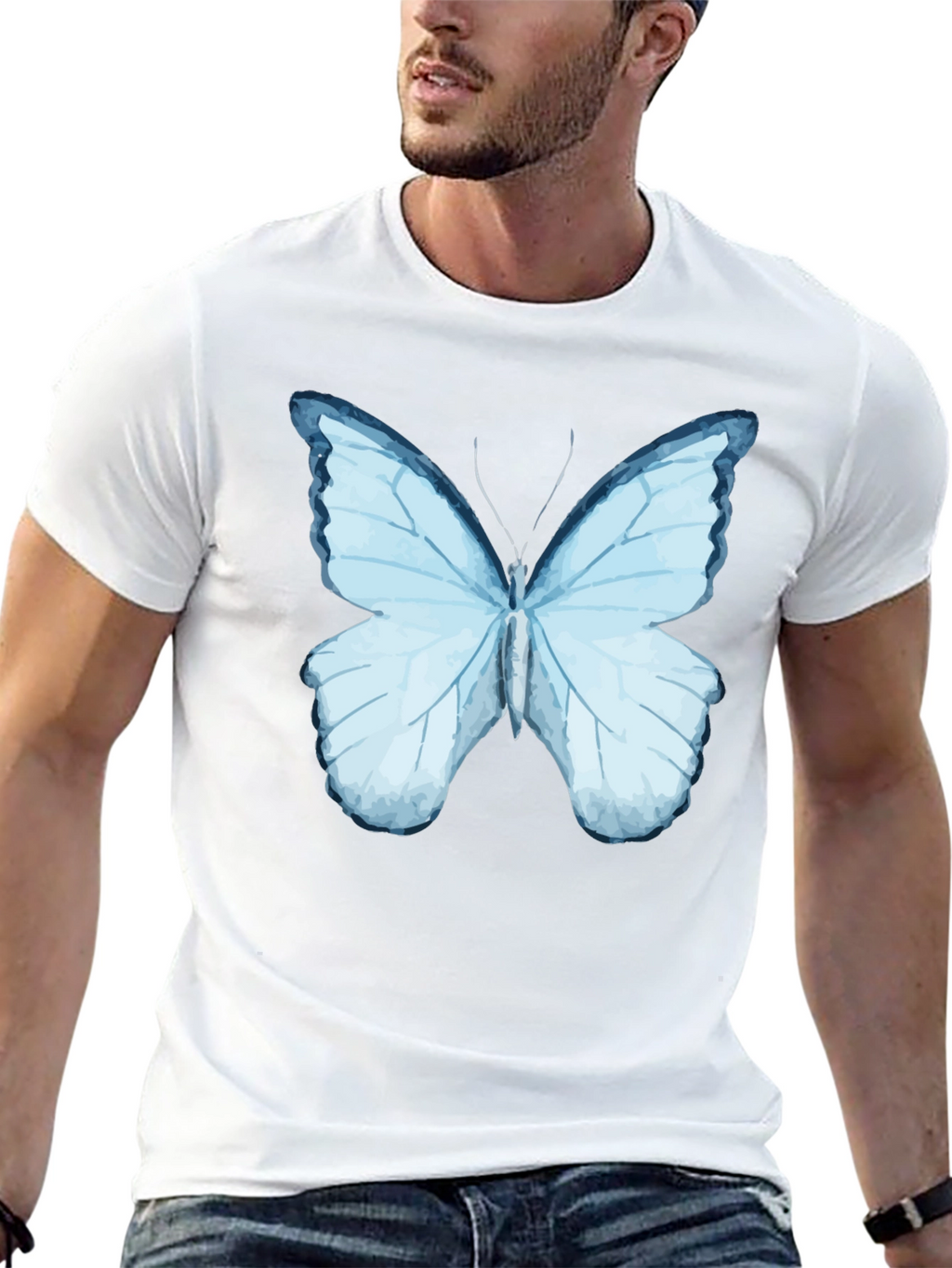 Butterfly Graphic Print Black T-Shirt