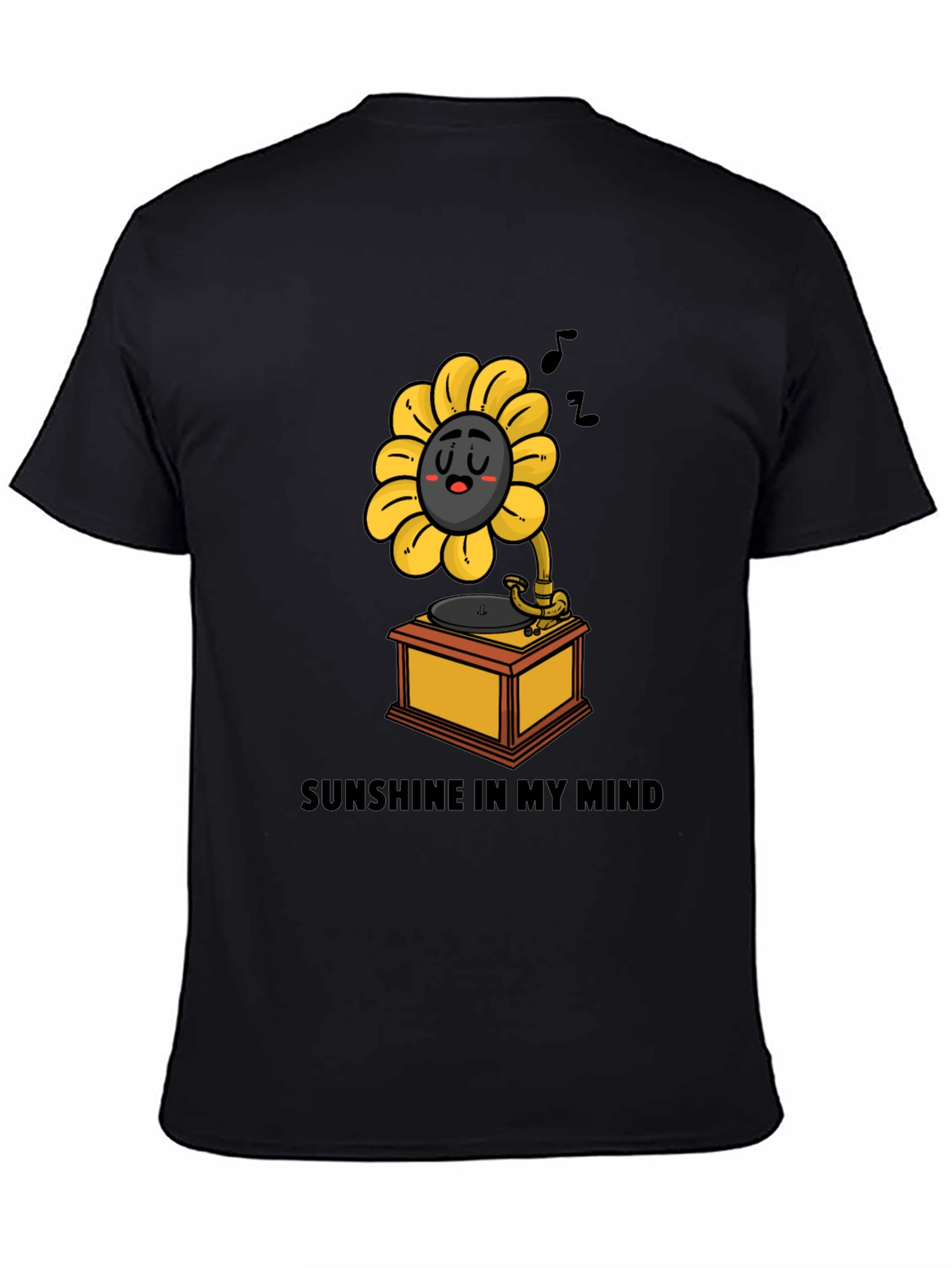 Sunshine Mind Graphic Tee - Black Cotton T-Shirt