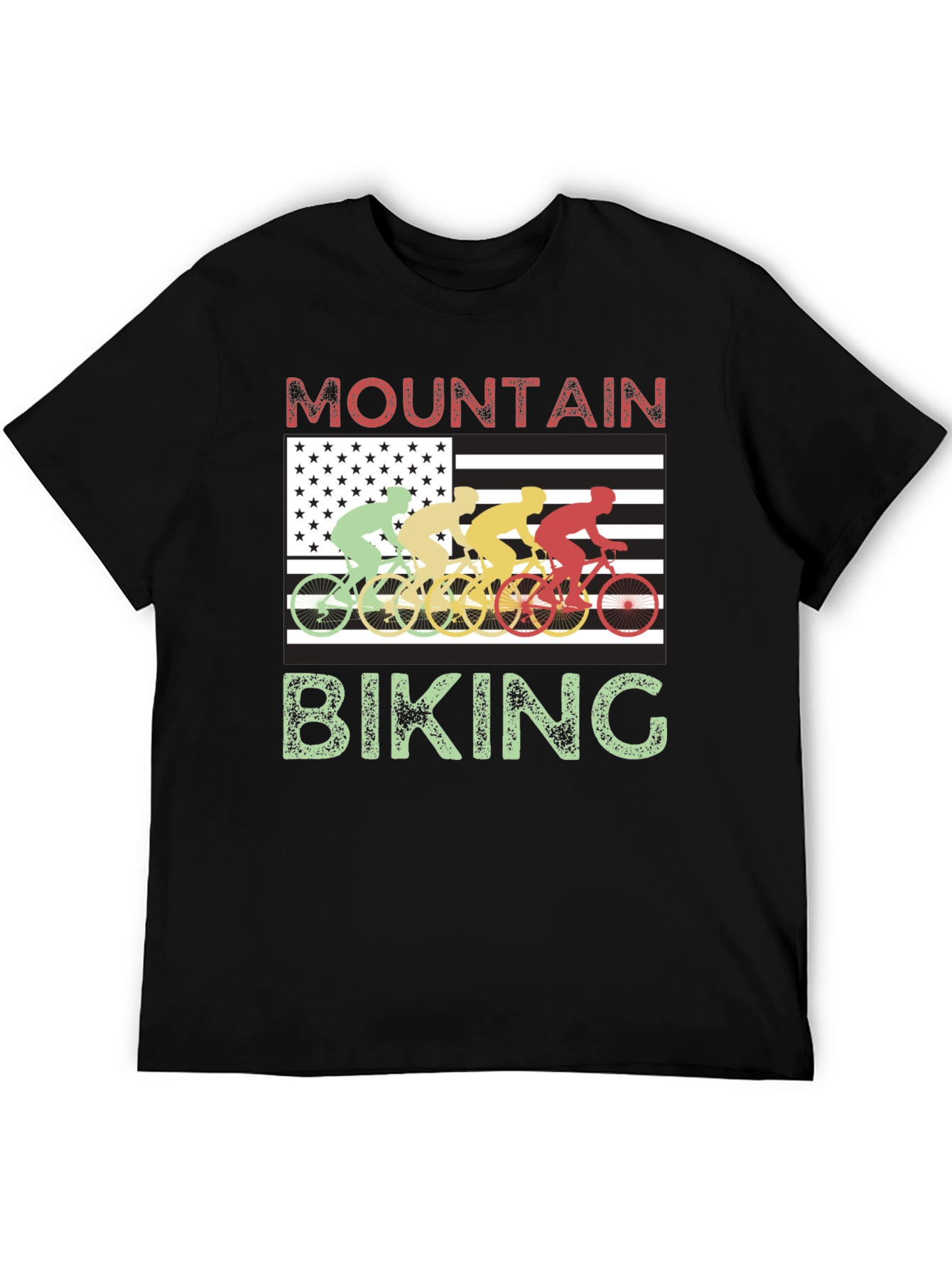 Mountain Biking USA Flag T-Shirt