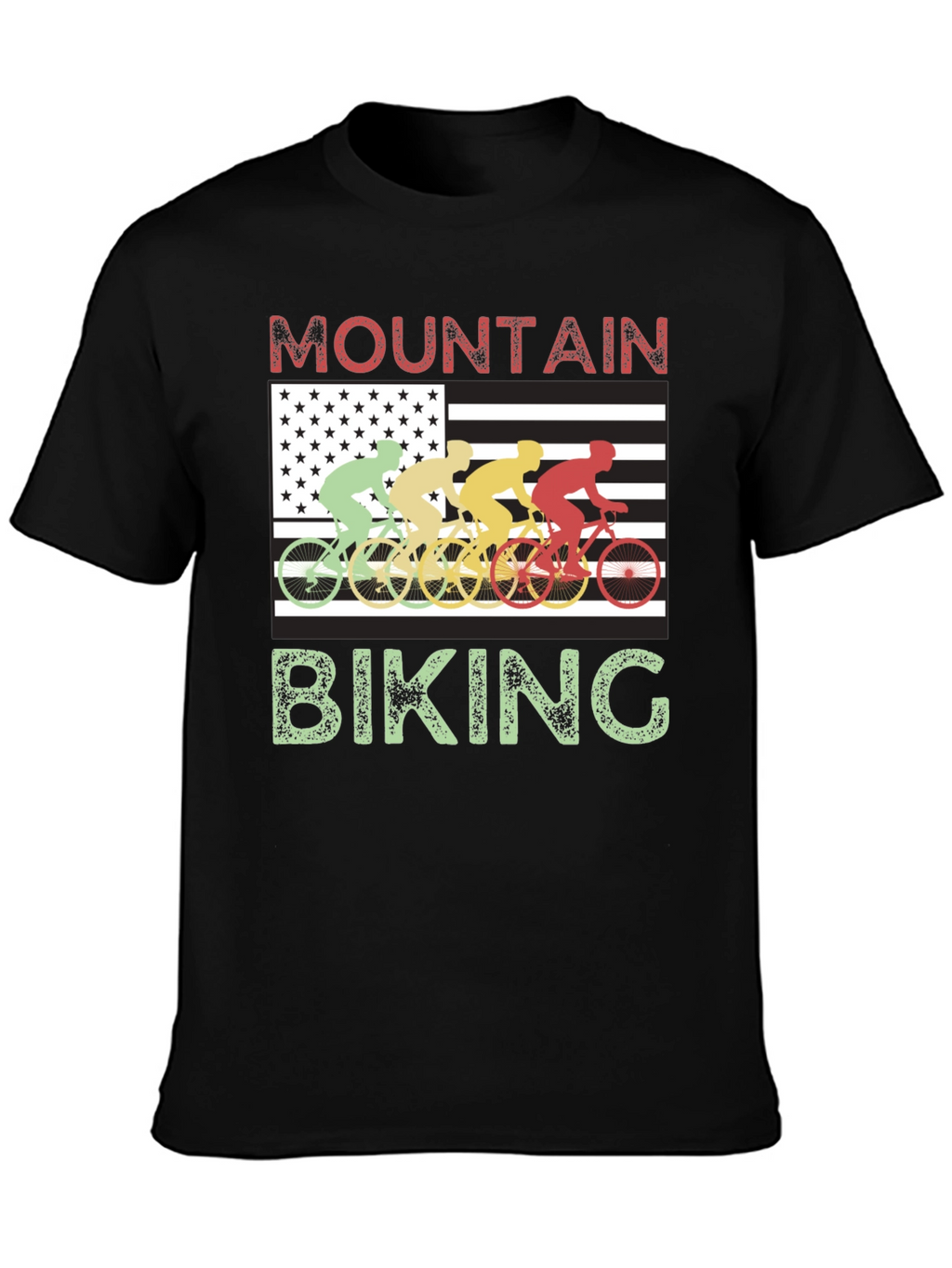 Mountain Biking USA Flag T-Shirt
