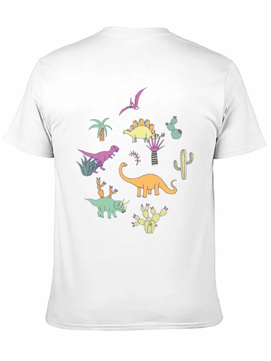 Dinosaur & Cactus Print Black T-Shirt