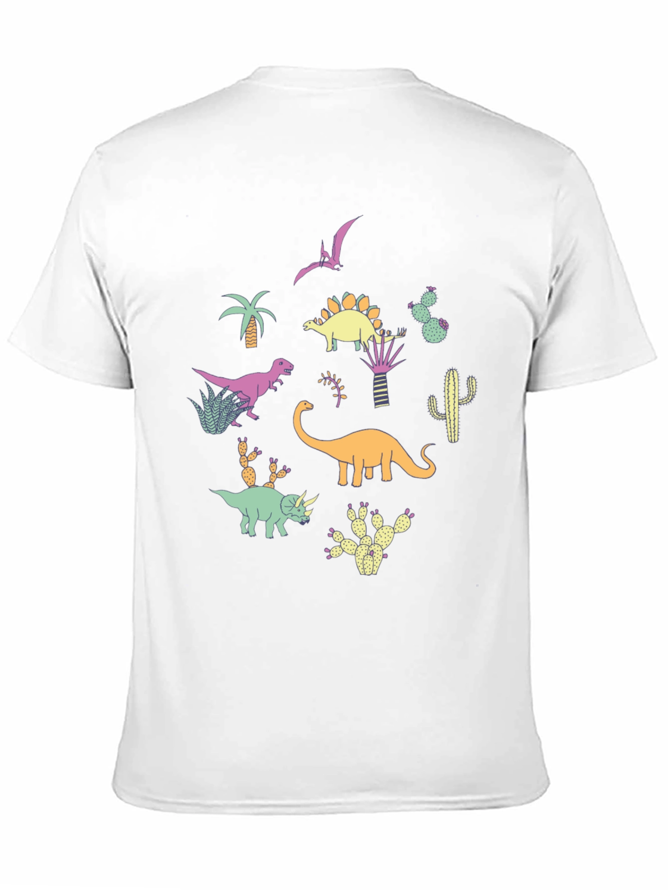 Dinosaur & Cactus Print Black T-Shirt