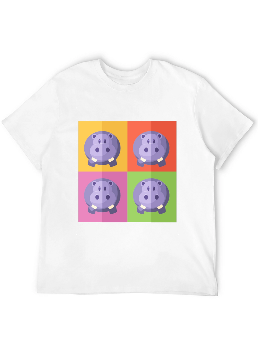 Hippo Pop Art Graphic Black T-Shirt