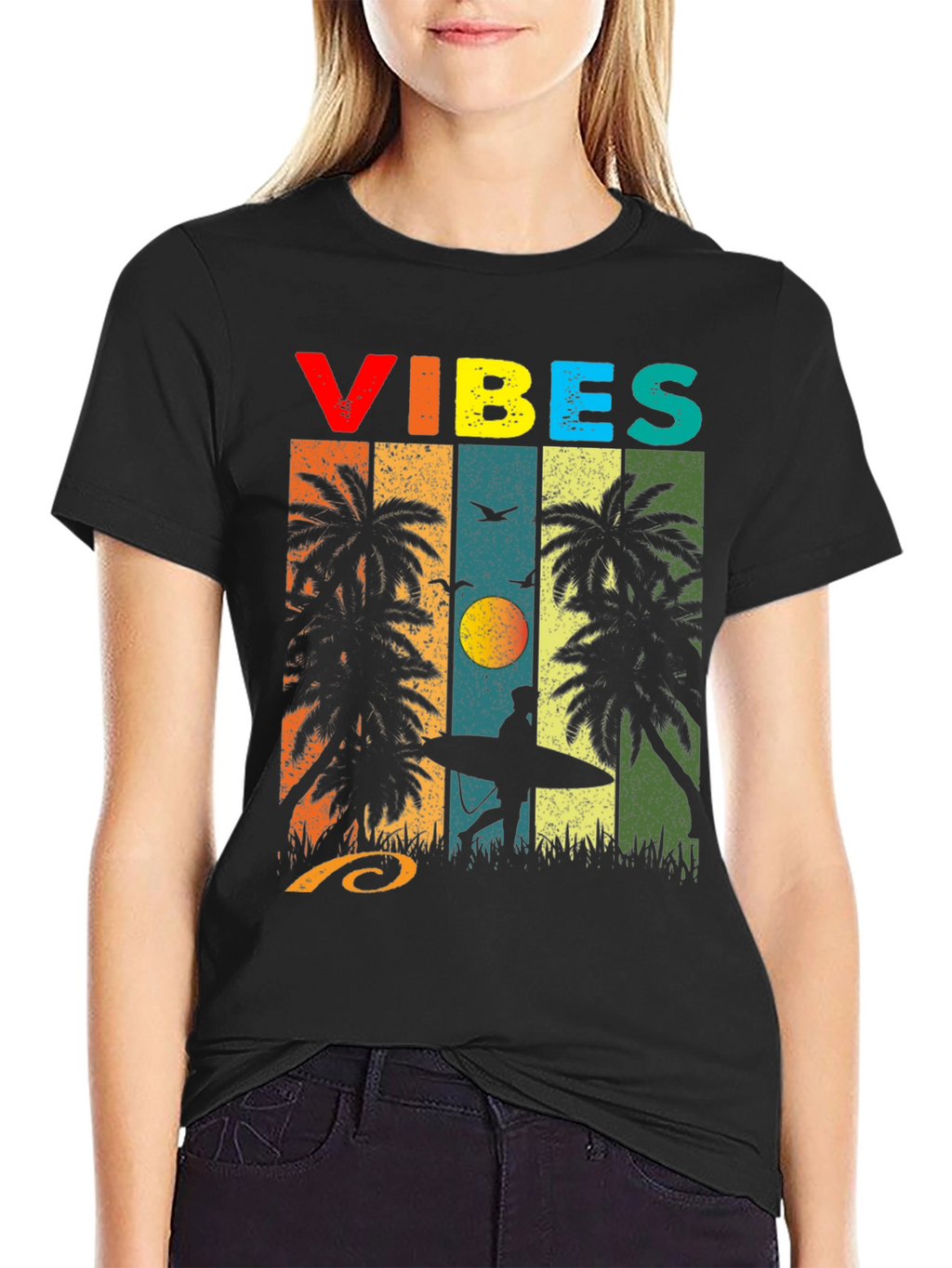 Retro Vibes Palm Tree Surf T-Shirt
