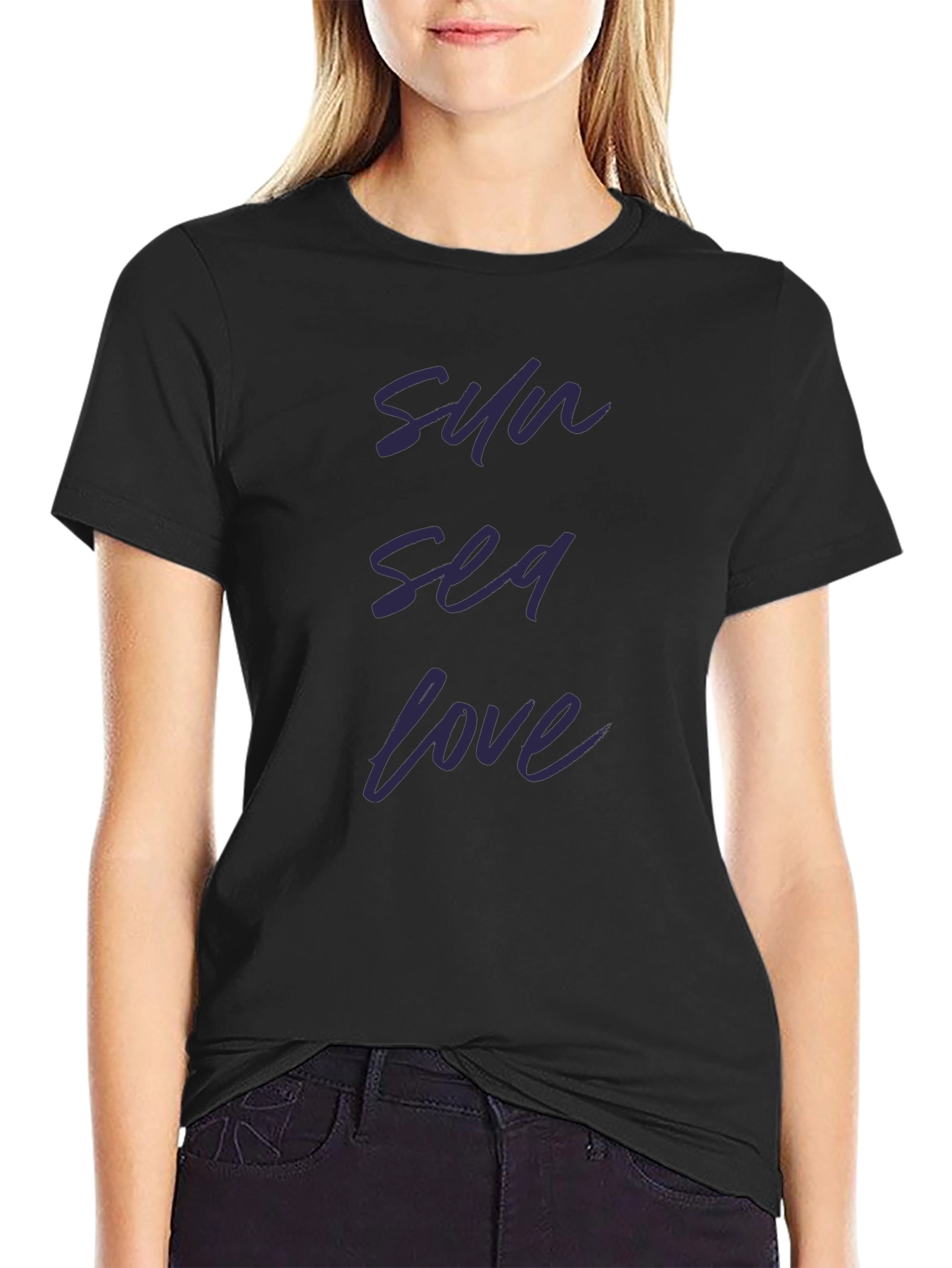 Sun Sea Love Black T-Shirt