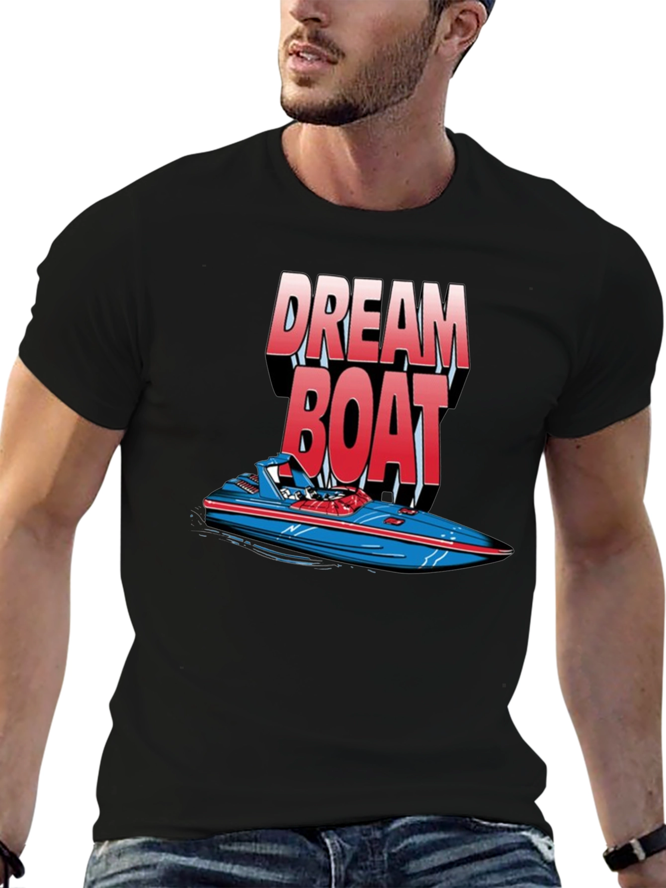 Dream Boat Graphic T-Shirt - Black Cotton Tee