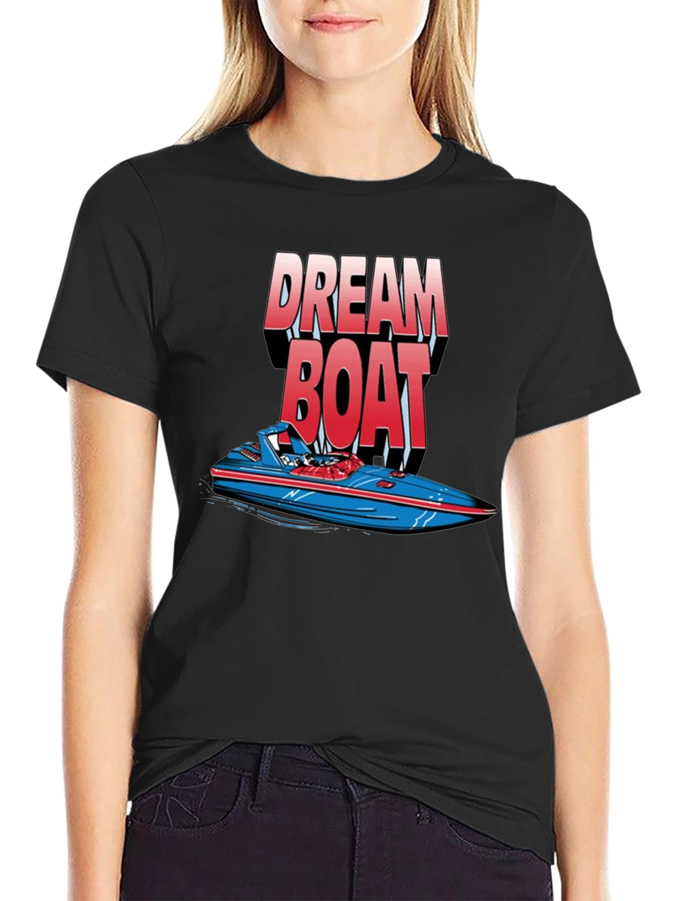 Dream Boat Graphic T-Shirt - Black Cotton Tee