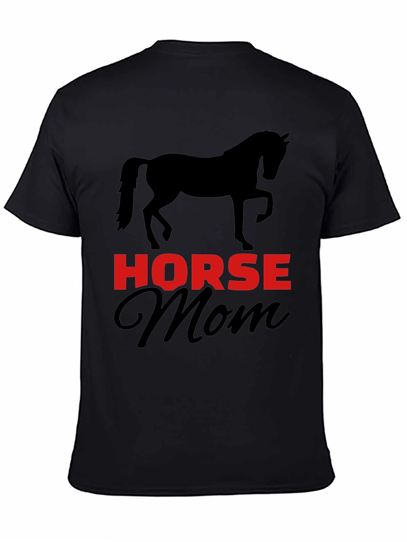Horse Mom T-Shirt - Black Cotton Blend Graphic Tee