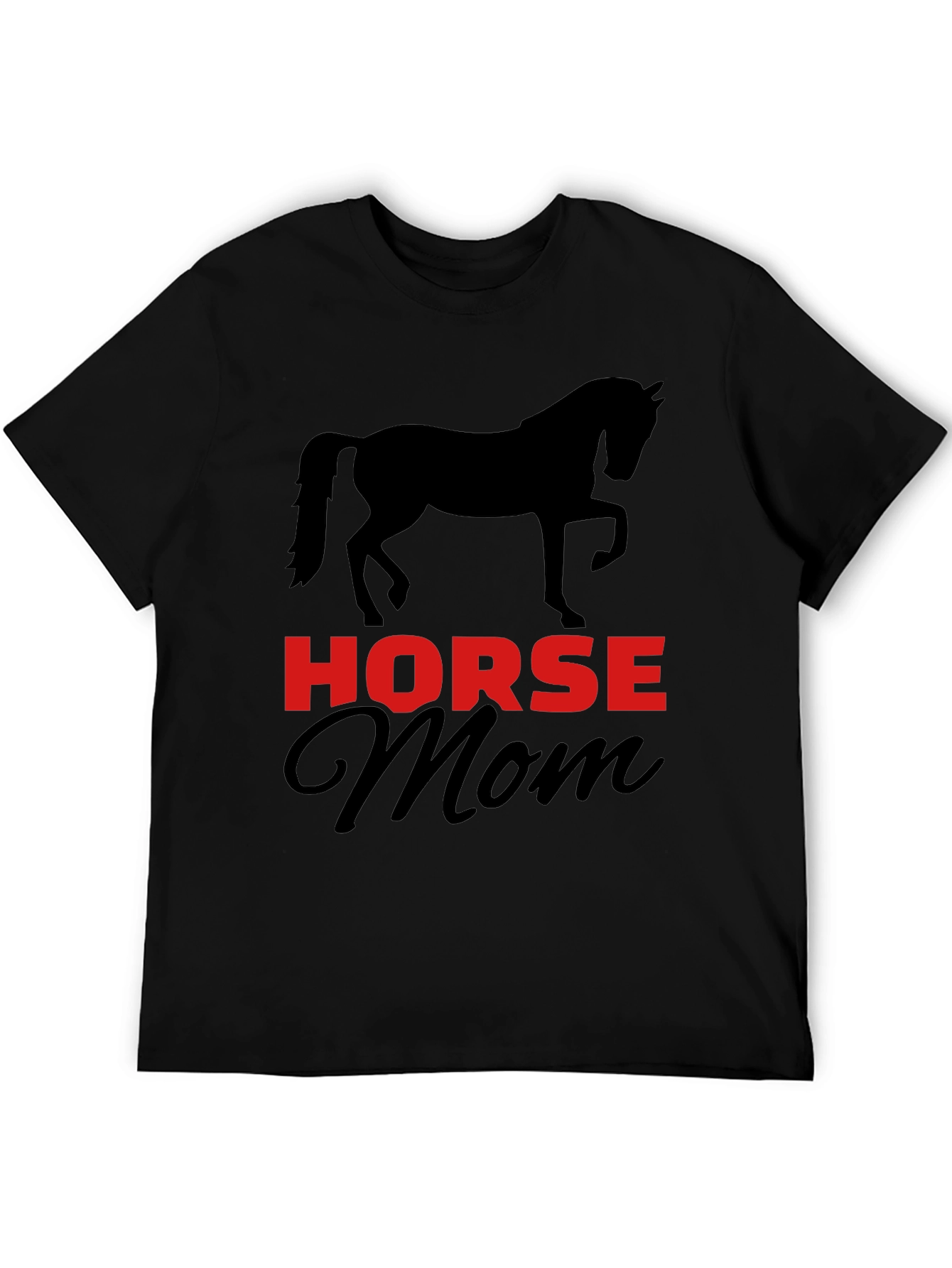 Horse Mom T-Shirt - Black Cotton Blend Graphic Tee