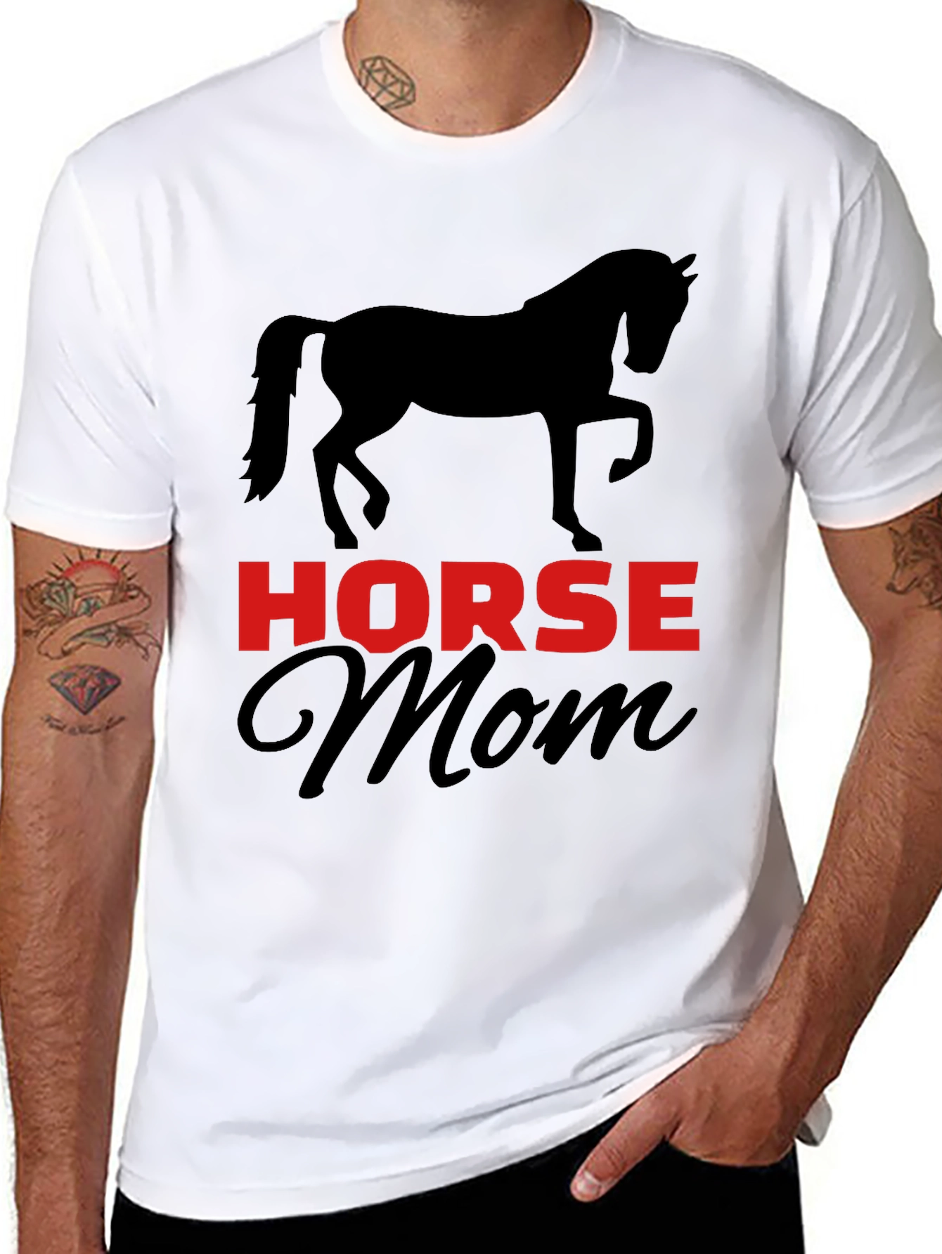 Horse Mom T-Shirt - Black Cotton Blend Graphic Tee