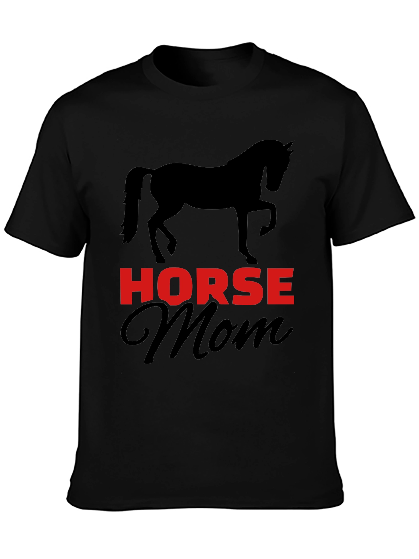 Horse Mom T-Shirt - Black Cotton Blend Graphic Tee