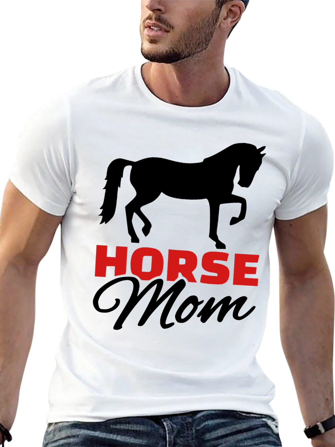 Horse Mom T-Shirt - Black Cotton Blend Graphic Tee