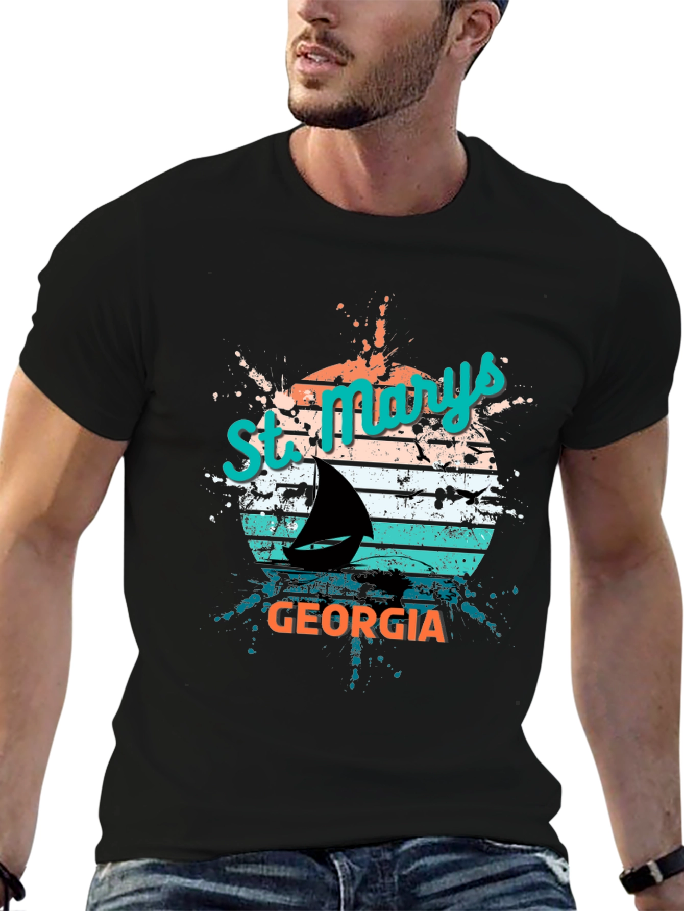 St. Marys Georgia Sailboat Retro T-Shirt