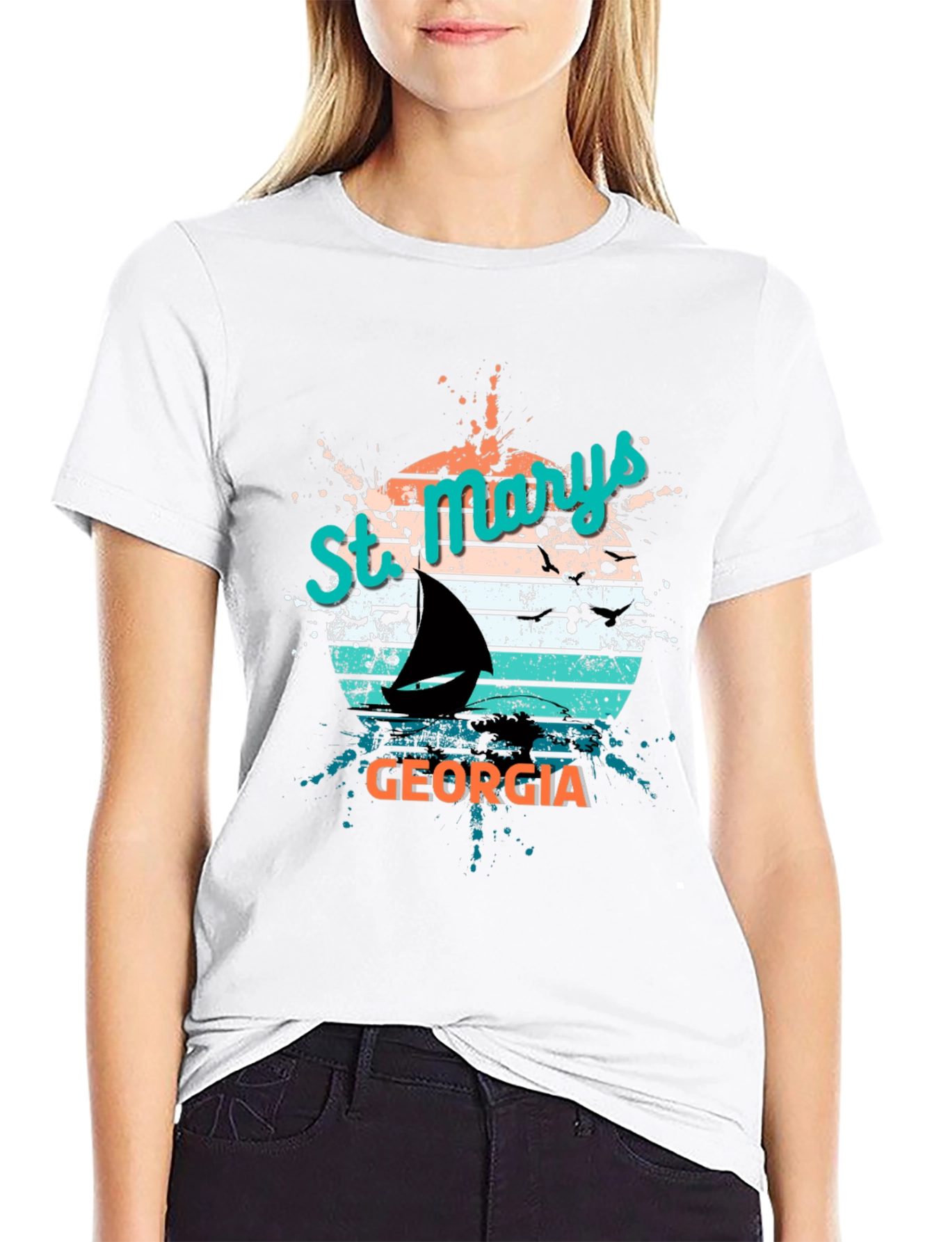 St. Marys Georgia Sailboat Retro T-Shirt
