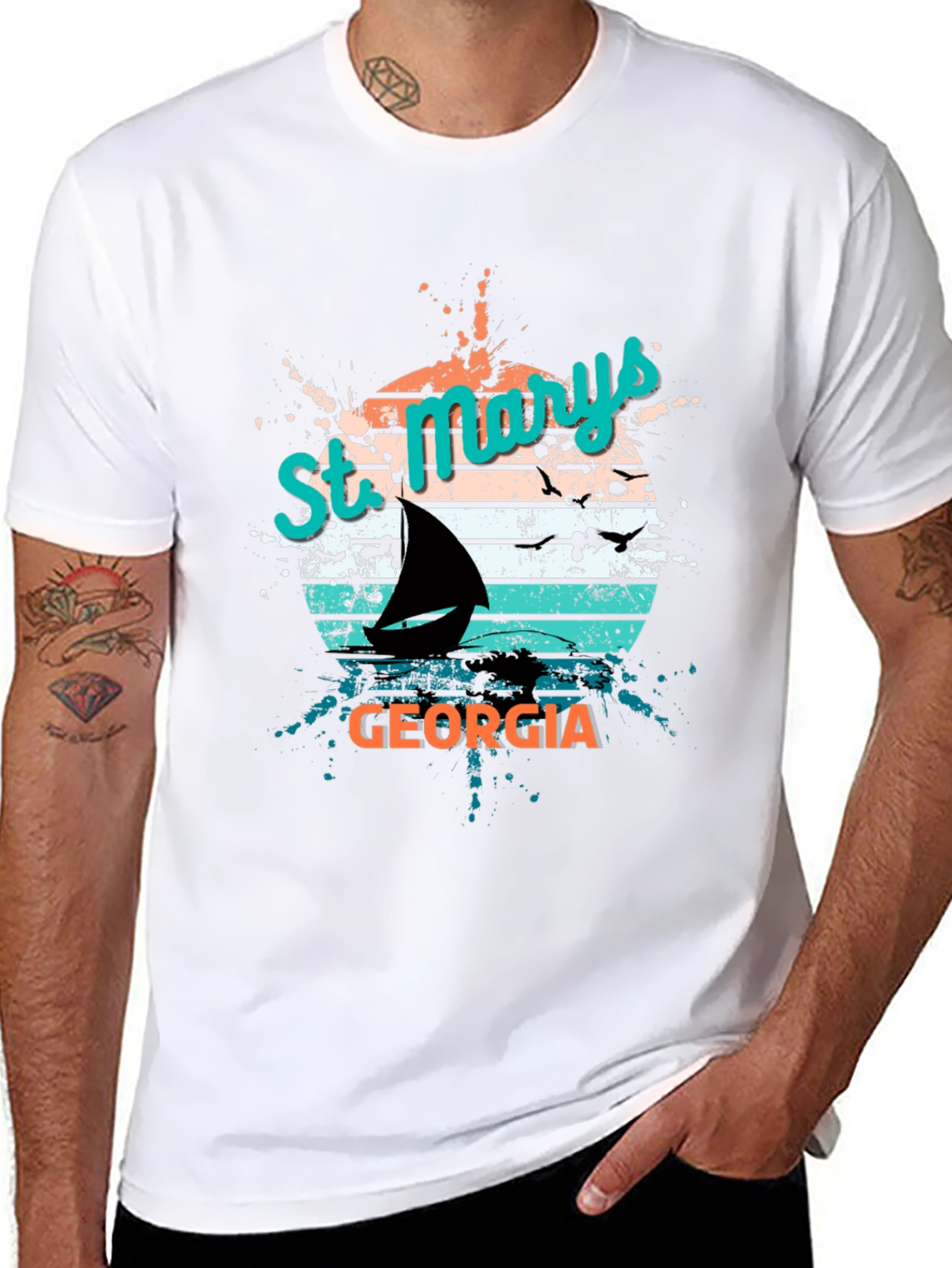 St. Marys Georgia Sailboat Retro T-Shirt
