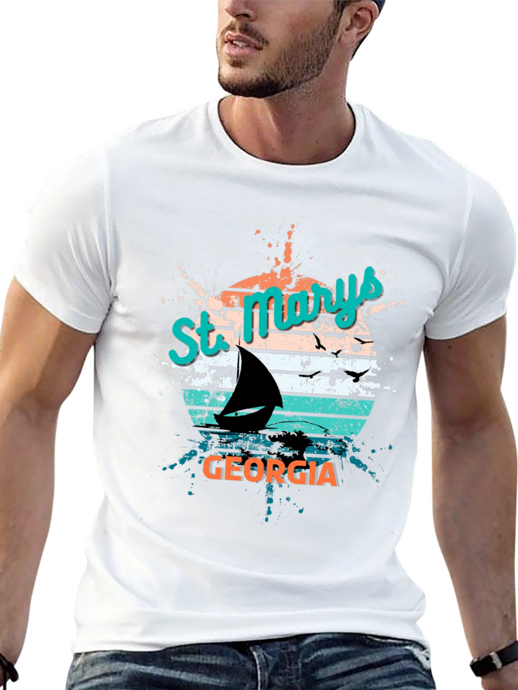 St. Marys Georgia Sailboat Retro T-Shirt
