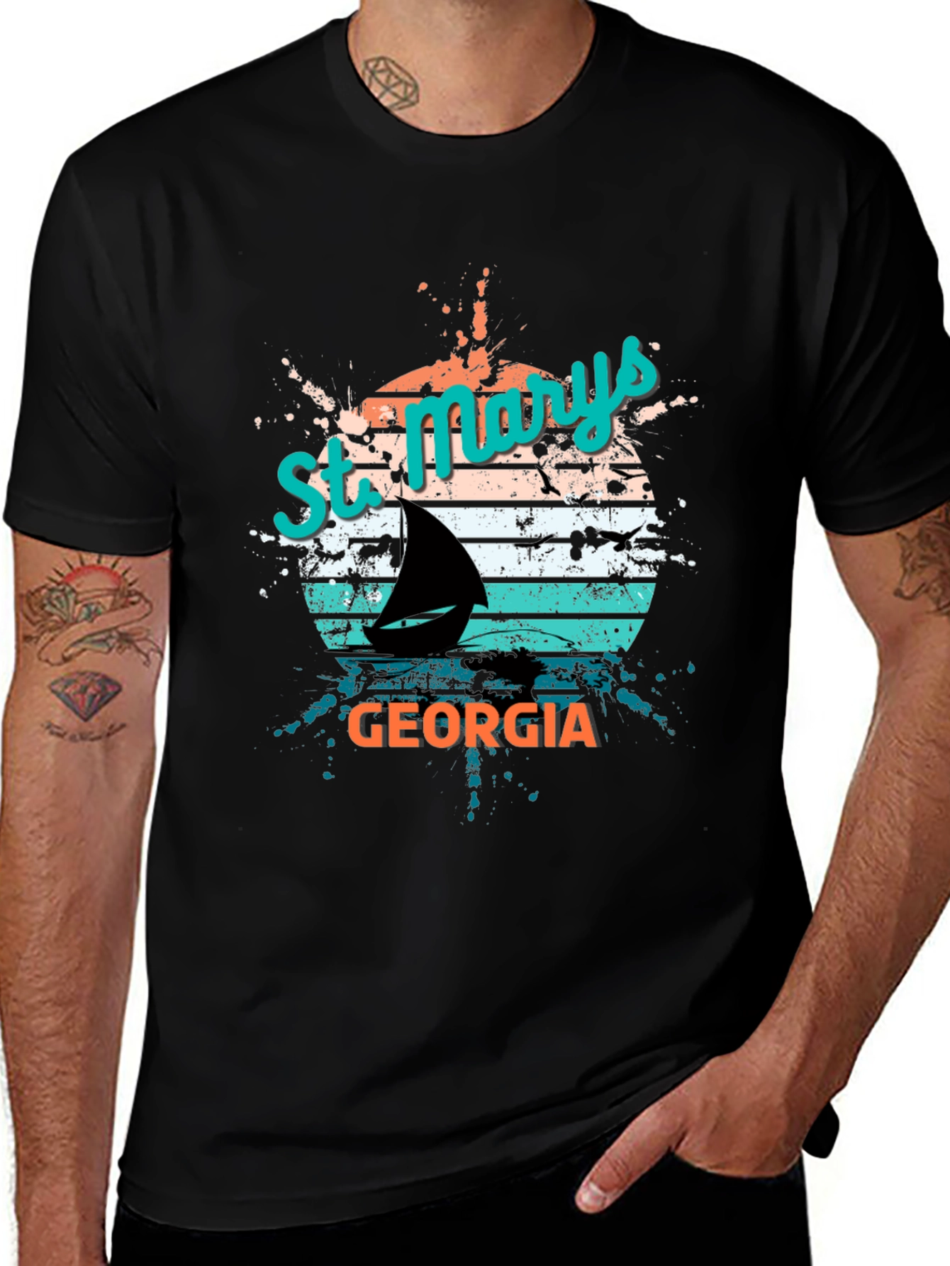 St. Marys Georgia Sailboat Retro T-Shirt