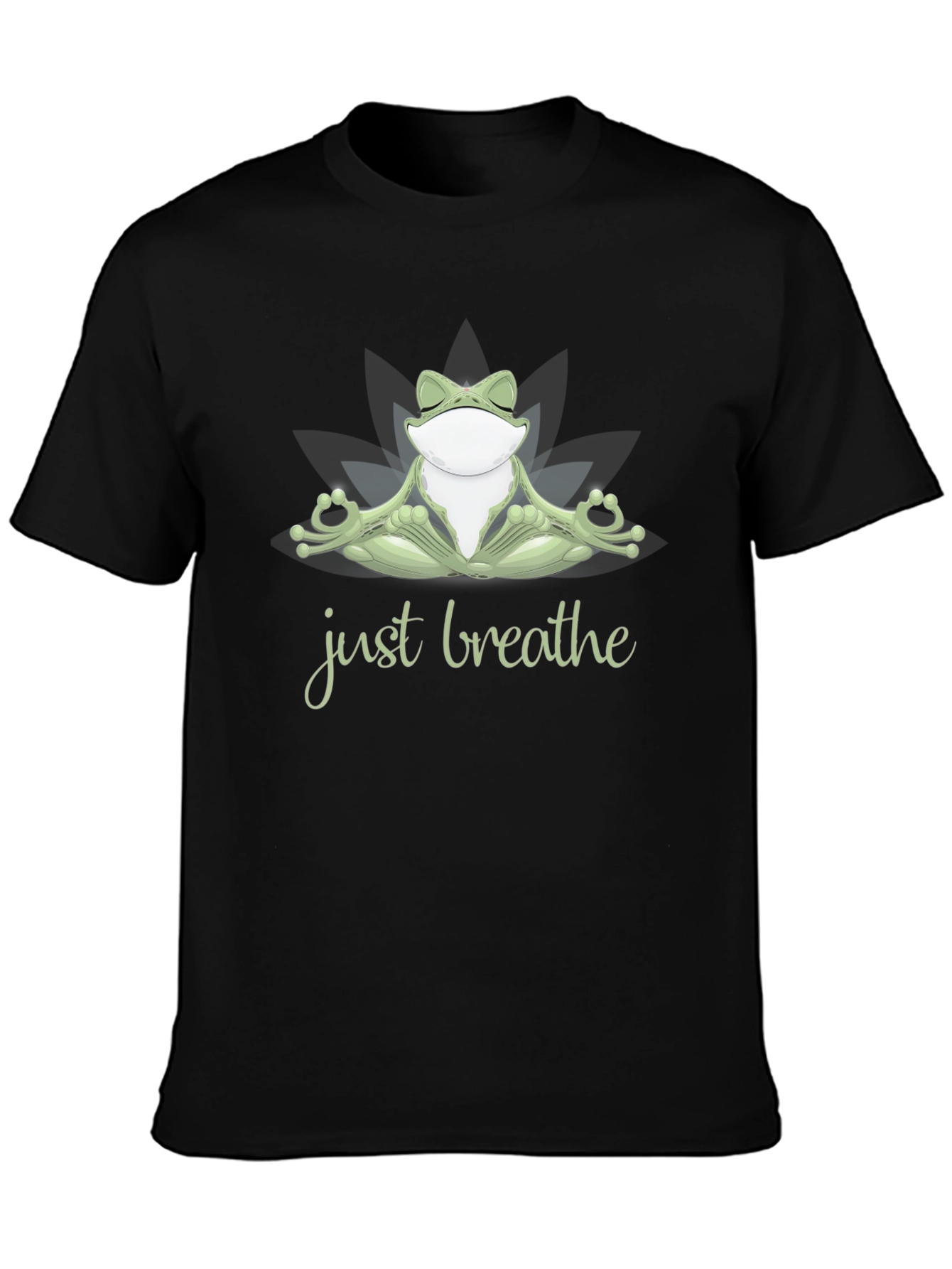 Zen Frog Just Breathe Black T-Shirt