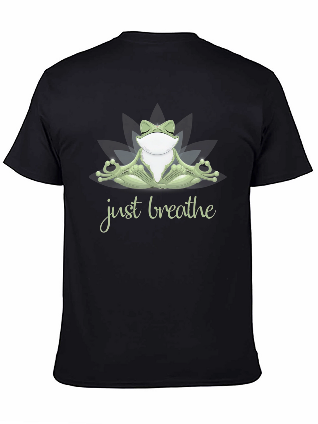 Zen Frog Just Breathe Black T-Shirt