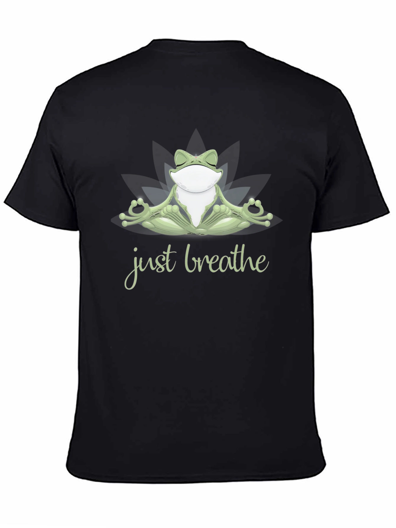 Zen Frog Just Breathe Black T-Shirt
