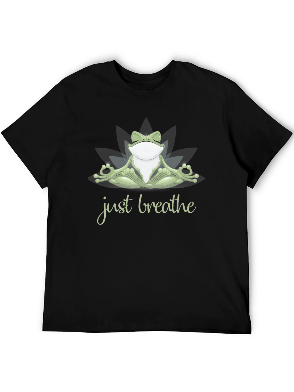 Zen Frog Just Breathe Black T-Shirt