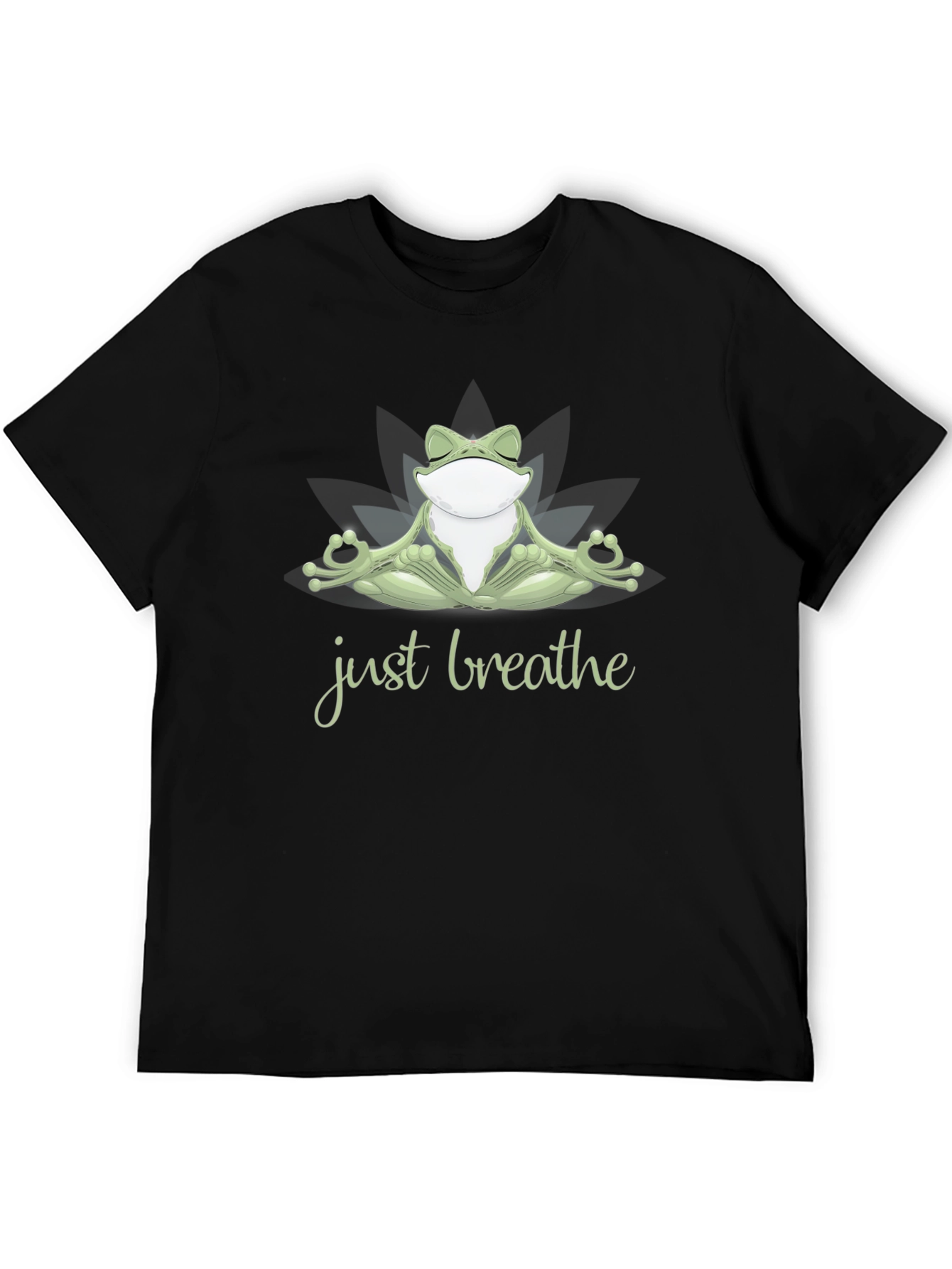 Zen Frog Just Breathe Black T-Shirt