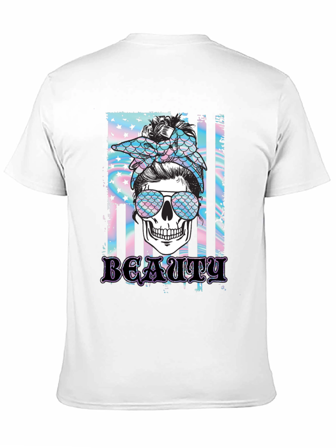 Beauty Skull Graphic Tee - Messy Bun T-Shirt