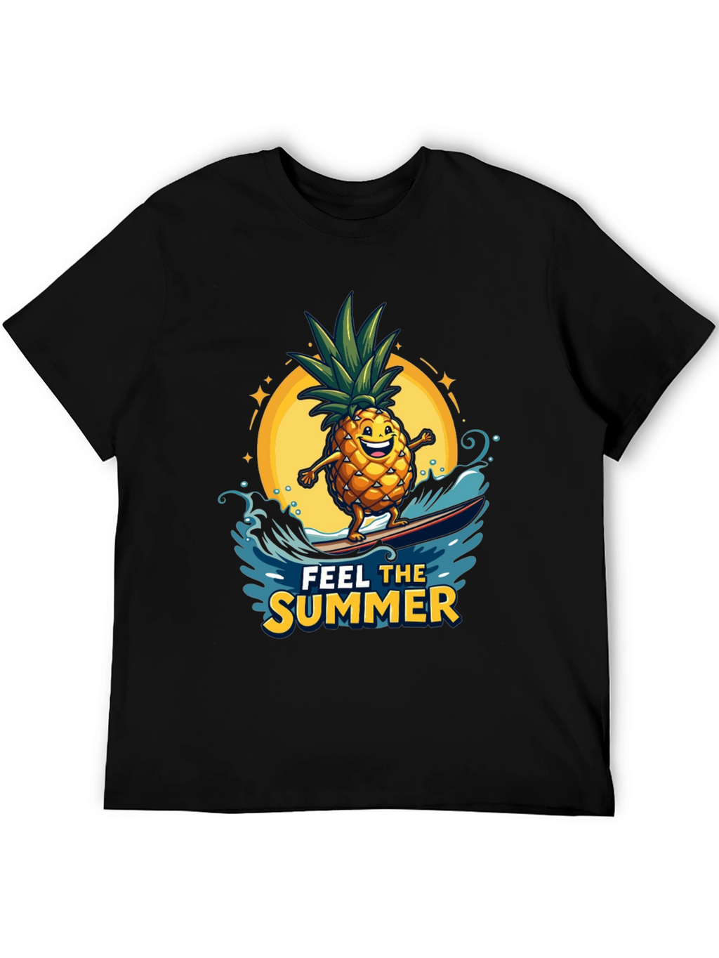 Summer Pineapple Surfing Graphic T-Shirt
