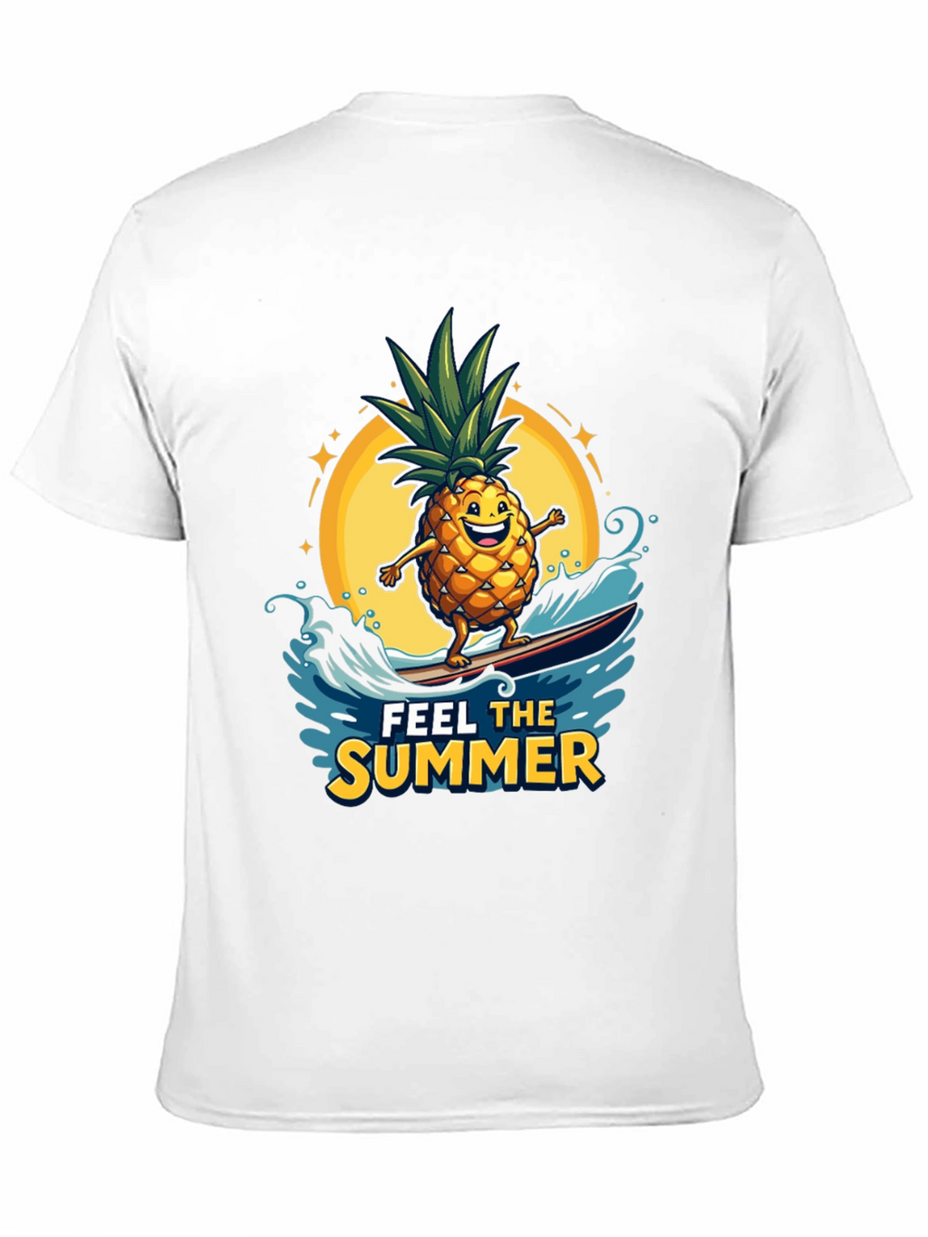 Summer Pineapple Surfing Graphic T-Shirt