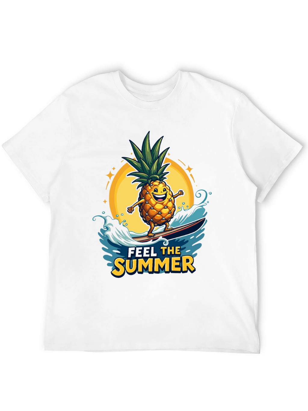 Summer Pineapple Surfing Graphic T-Shirt