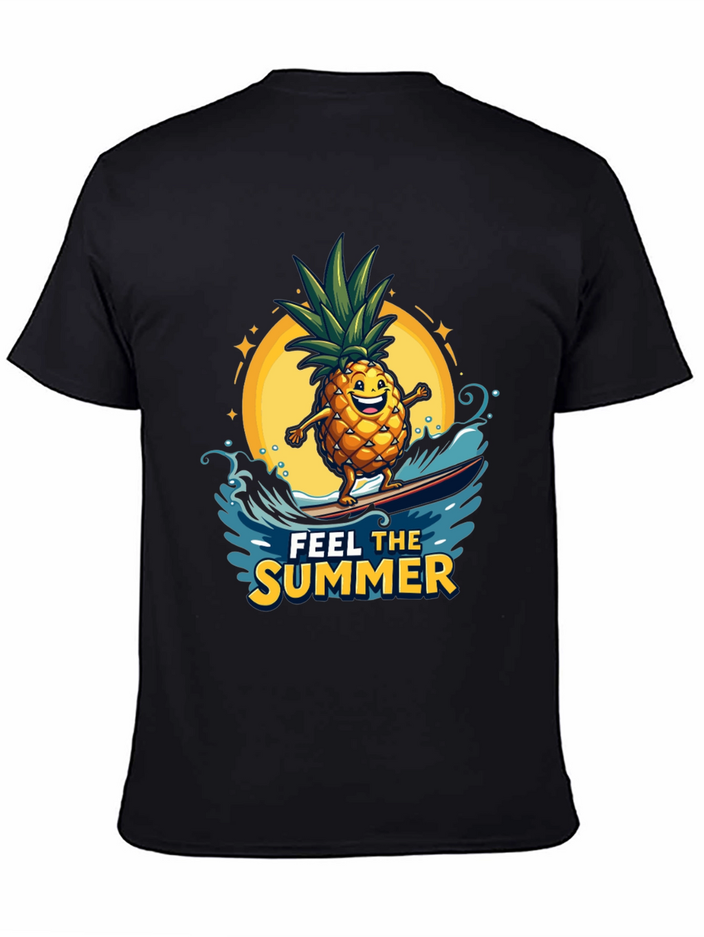 Summer Pineapple Surfing Graphic T-Shirt