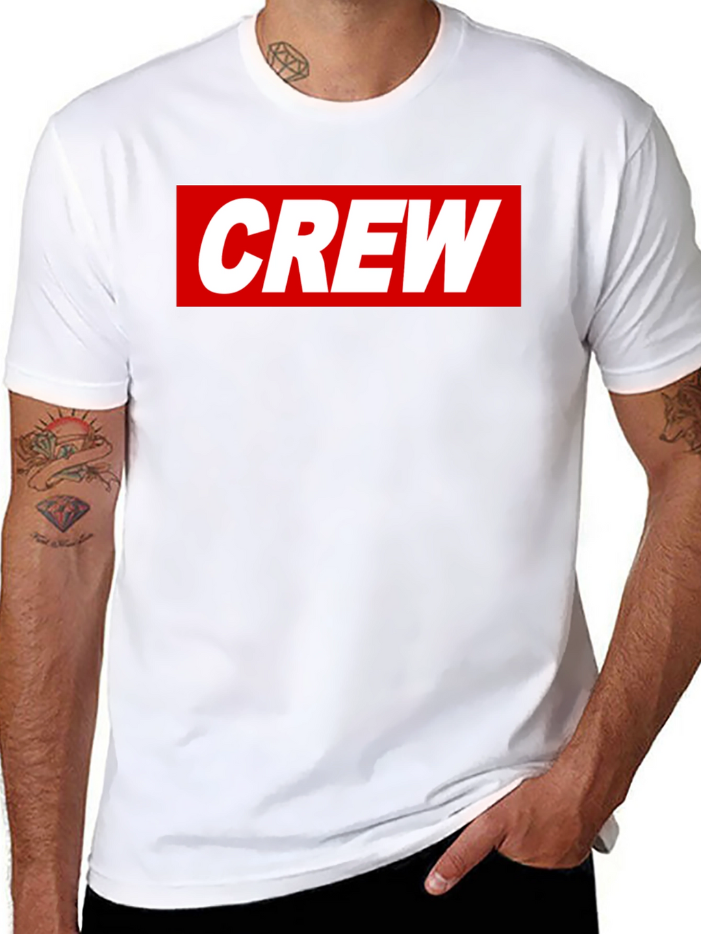Crew Graphic Tee - Casual Black Cotton T-Shirt