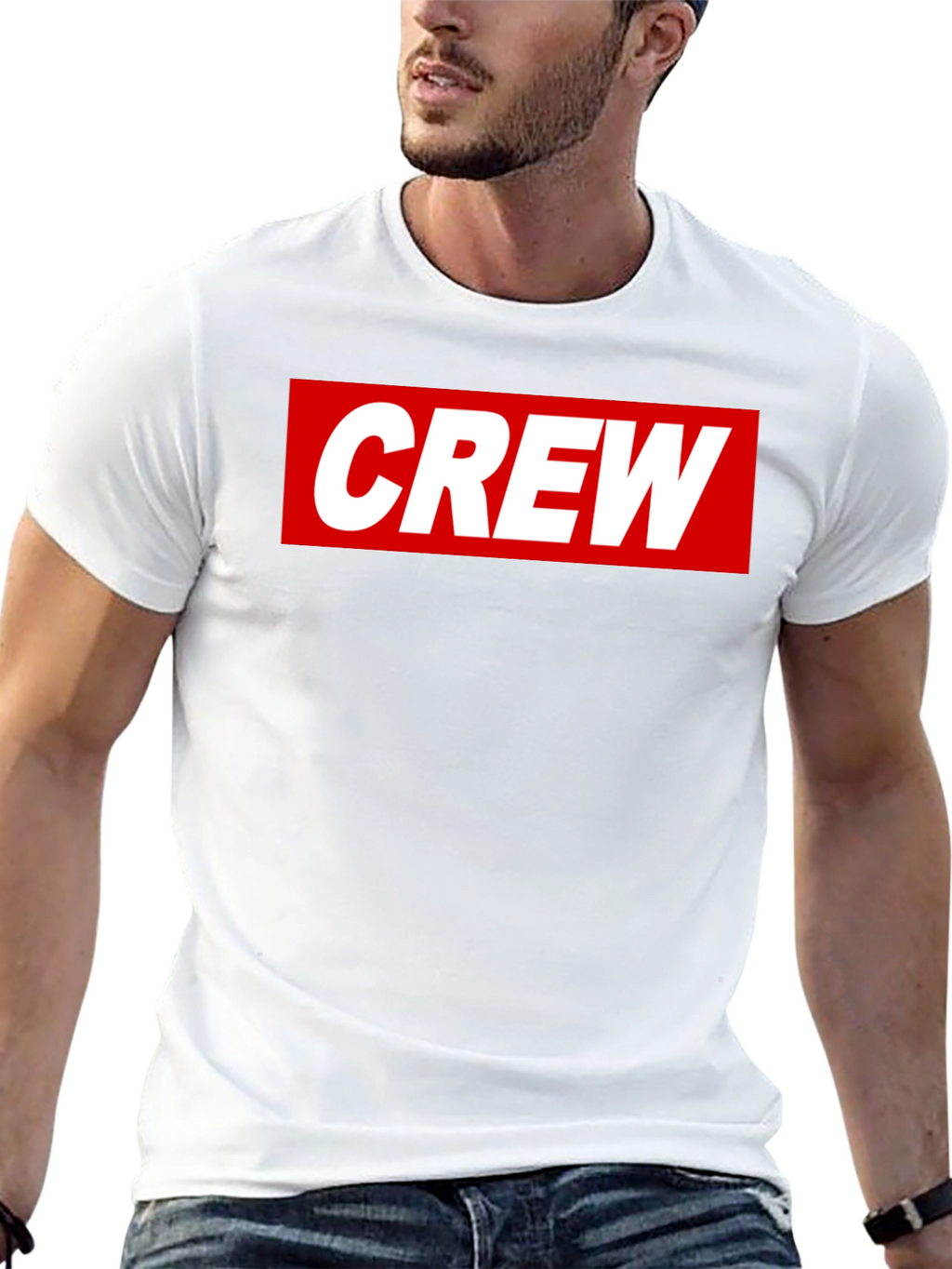 Crew Graphic Tee - Casual Black Cotton T-Shirt