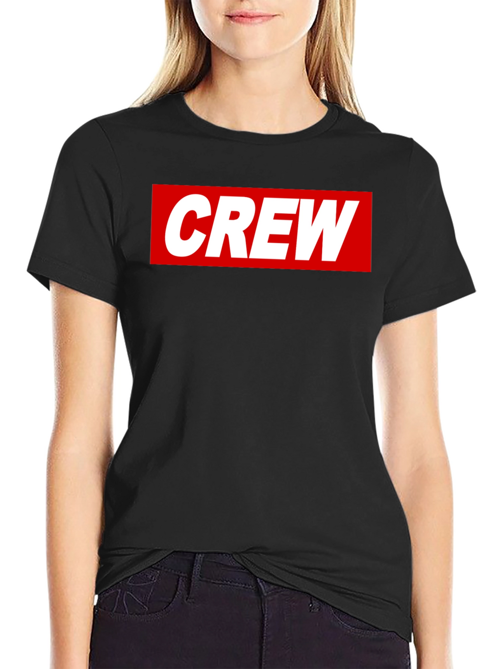 Crew Graphic Tee - Casual Black Cotton T-Shirt