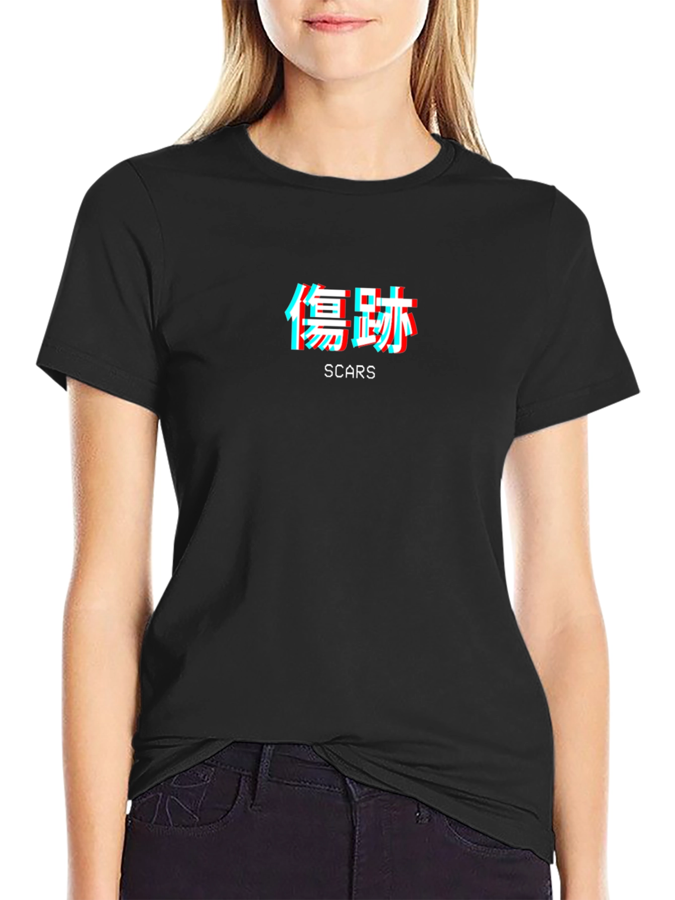 Scars Kanji Glitch T-Shirt - Trendy Graphic Tee