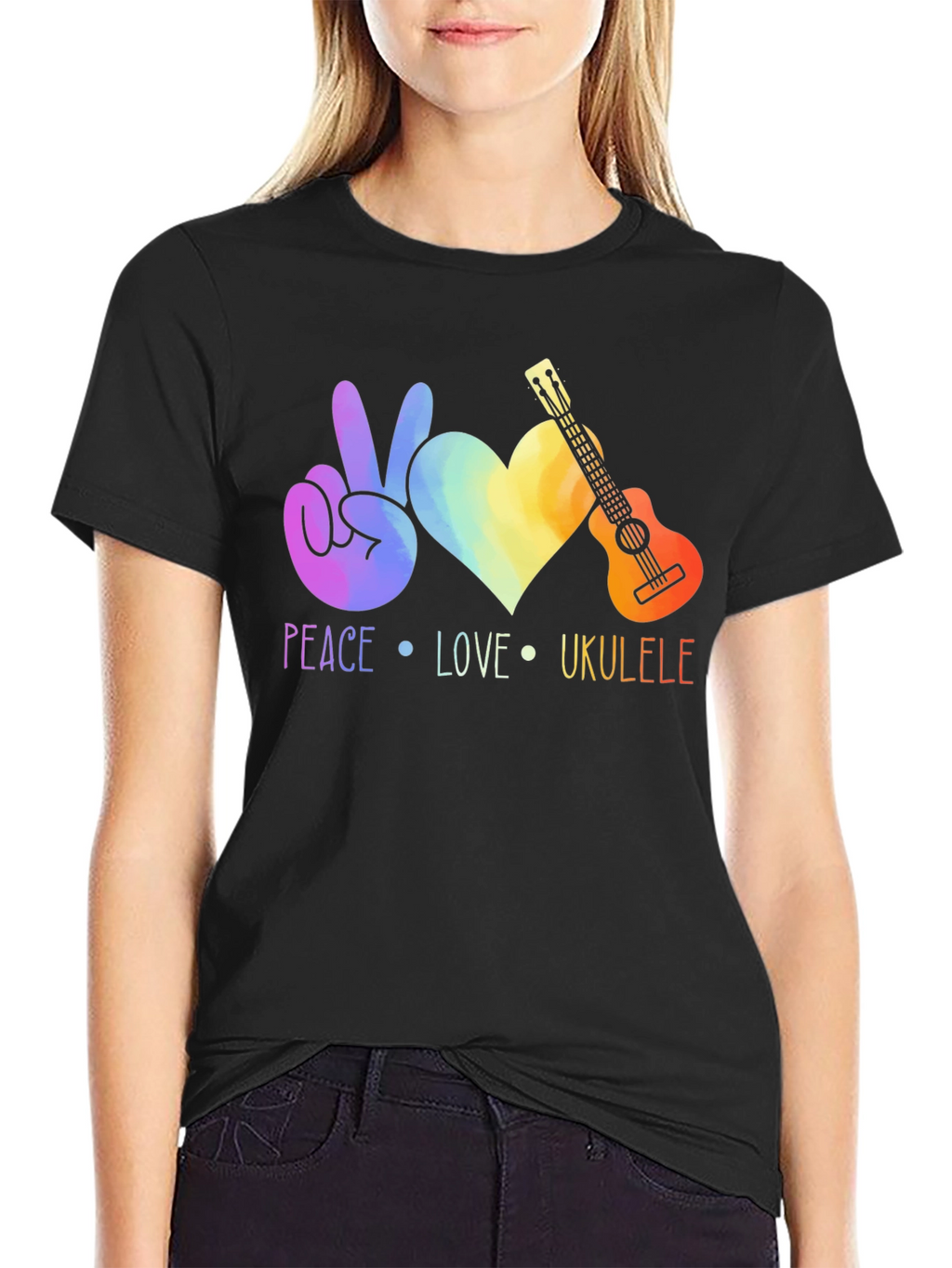 Peace Love Ukulele Graphic Tee