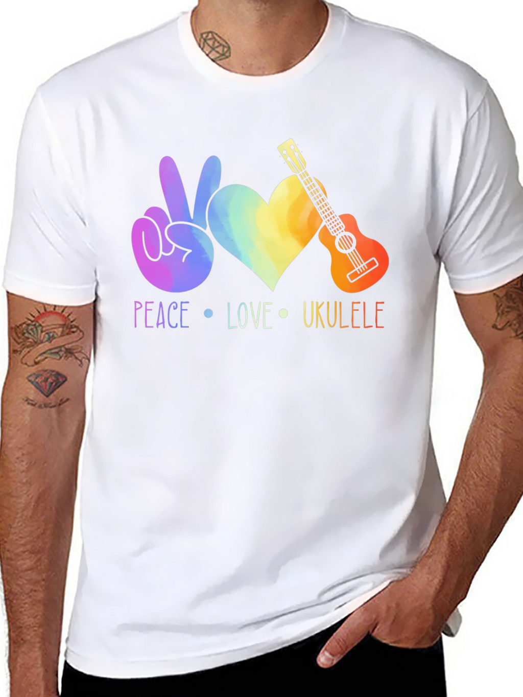 Peace Love Ukulele Graphic Tee