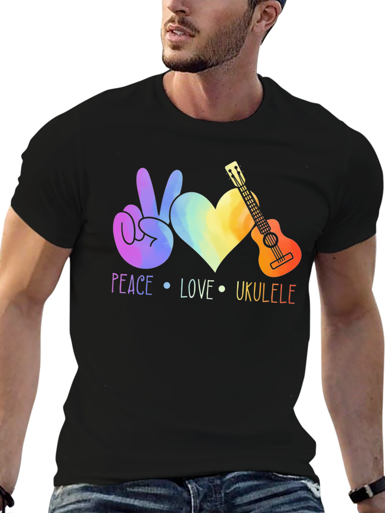 Peace Love Ukulele Graphic Tee