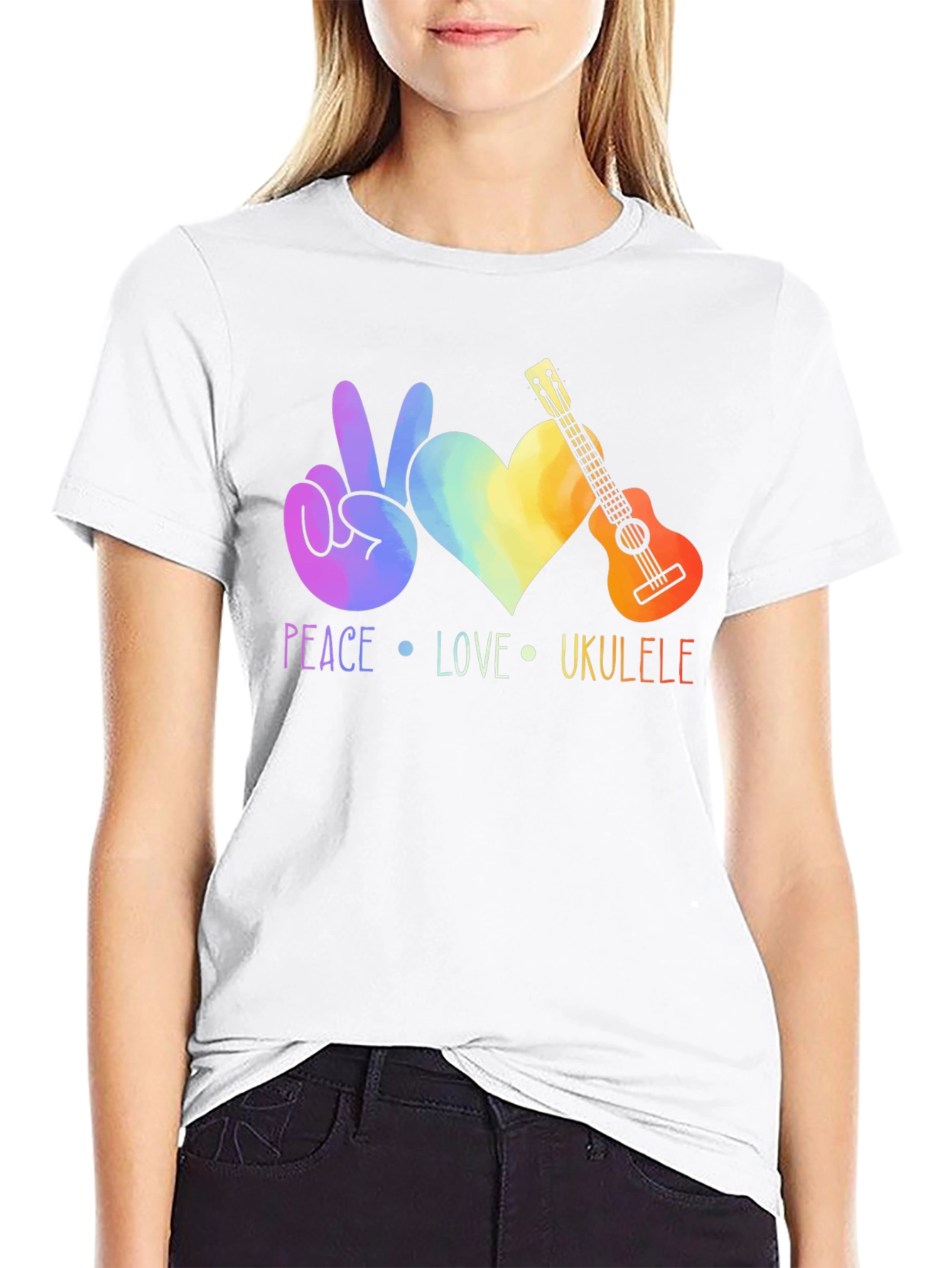 Peace Love Ukulele Graphic Tee