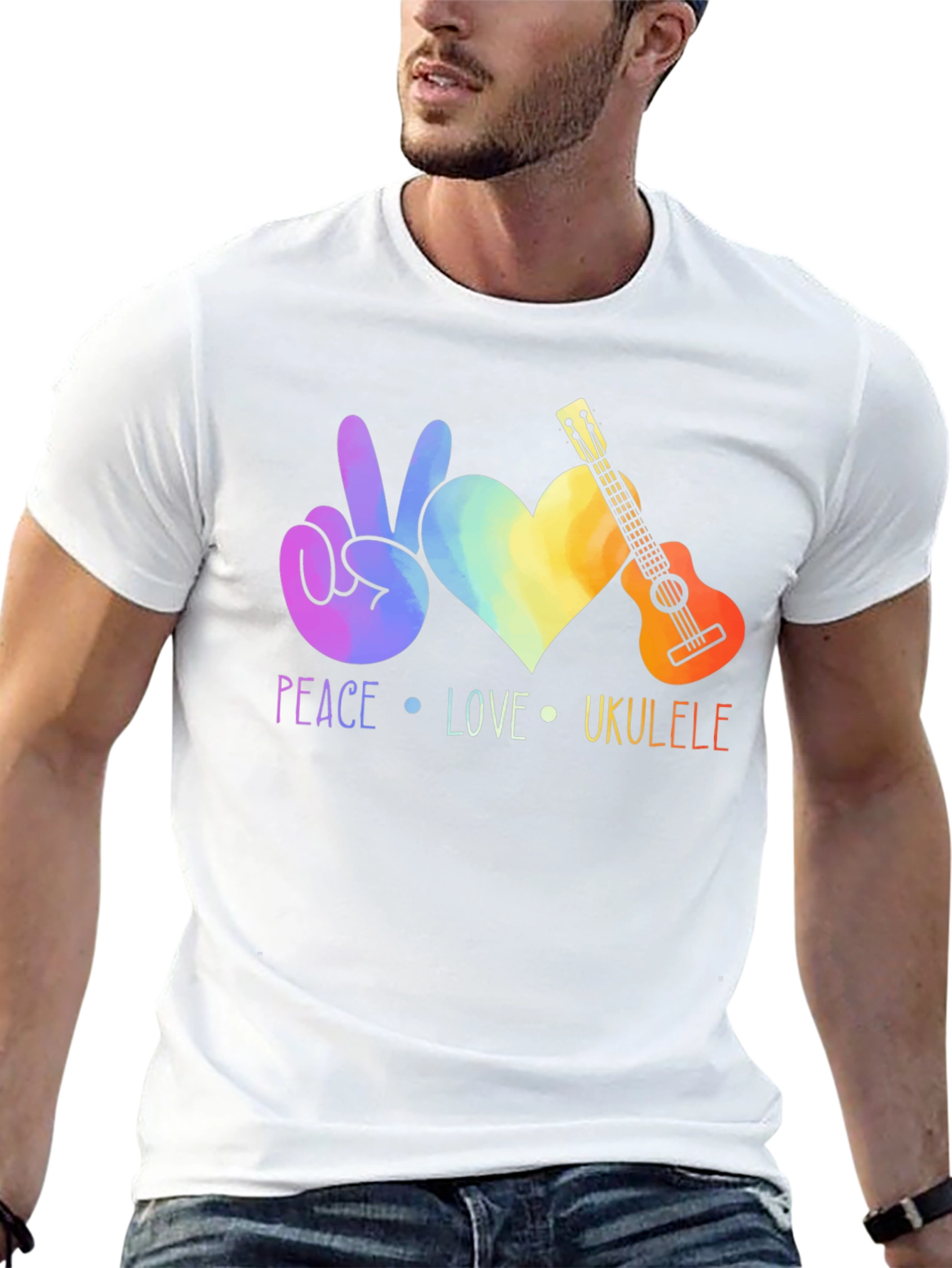 Peace Love Ukulele Graphic Tee