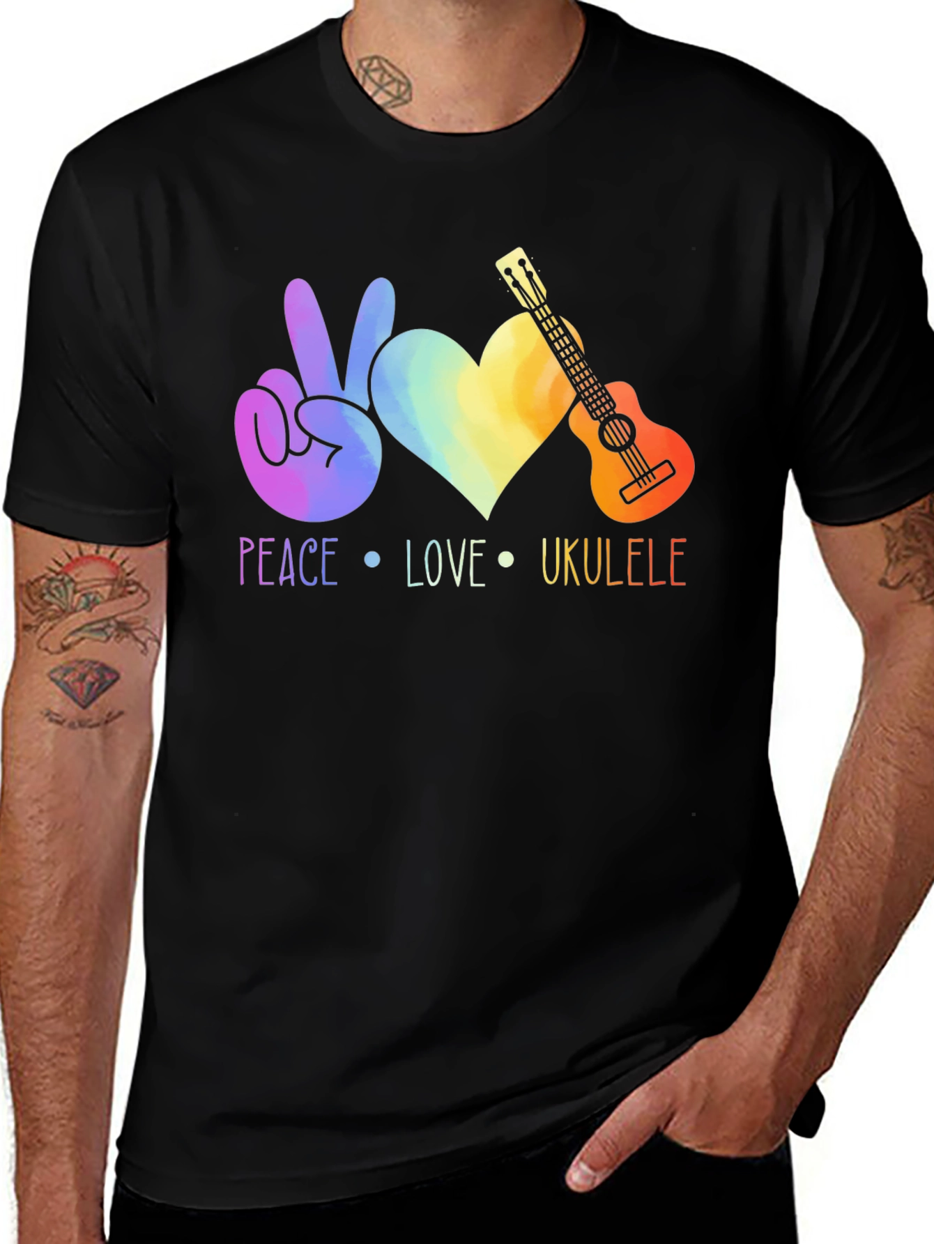 Peace Love Ukulele Graphic Tee