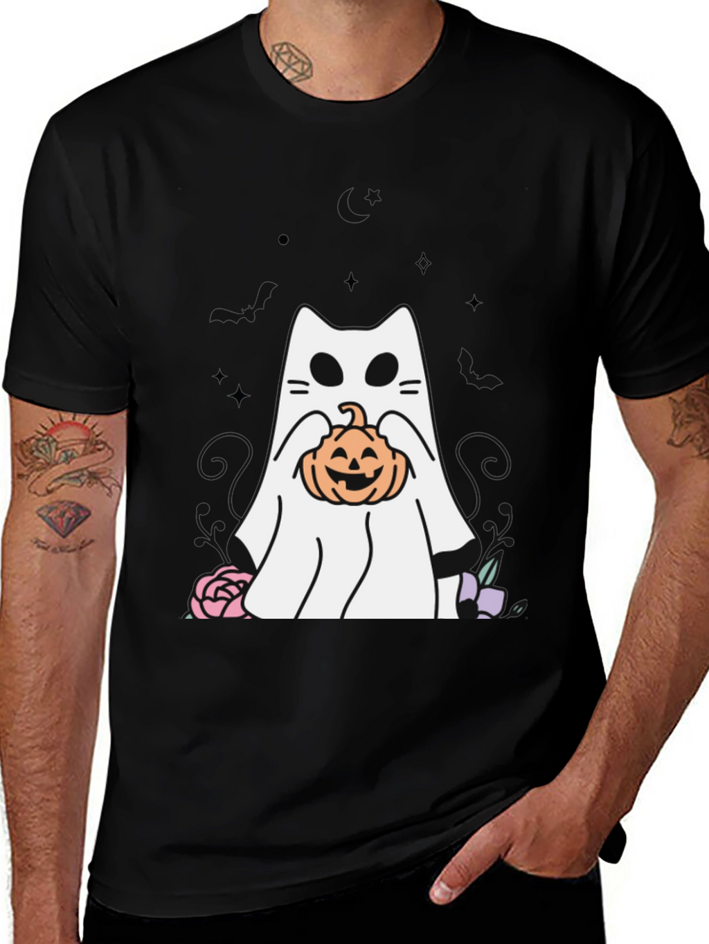 Ghost Cat Pumpkin T-Shirt Halloween Spooky Season