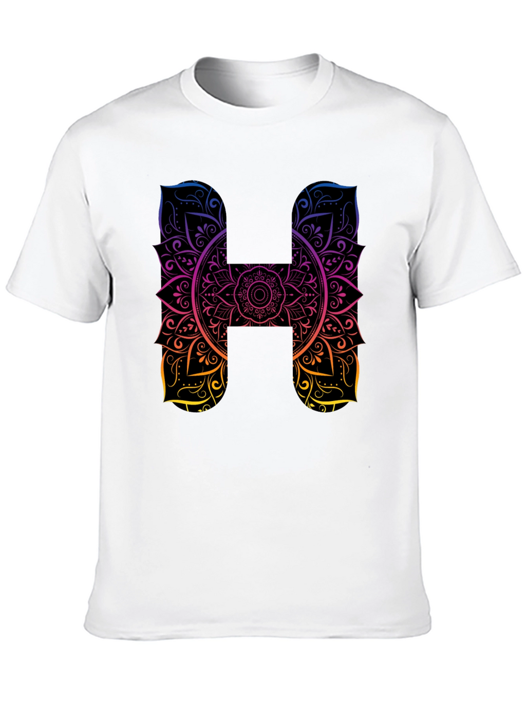 H Mandala Graphic Tee - Black Cotton T-Shirt