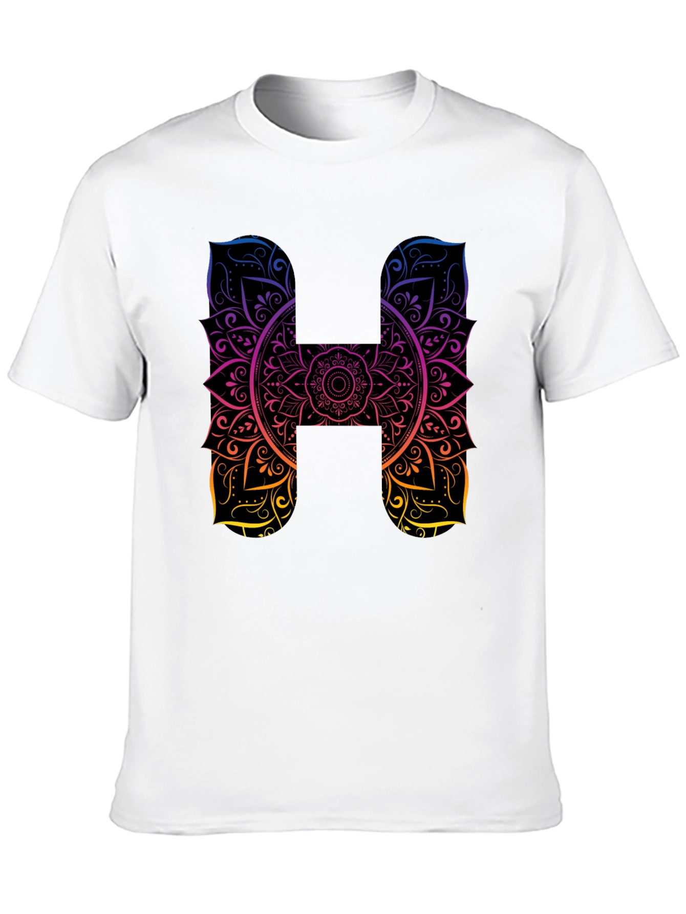H Mandala Graphic Tee - Black Cotton T-Shirt