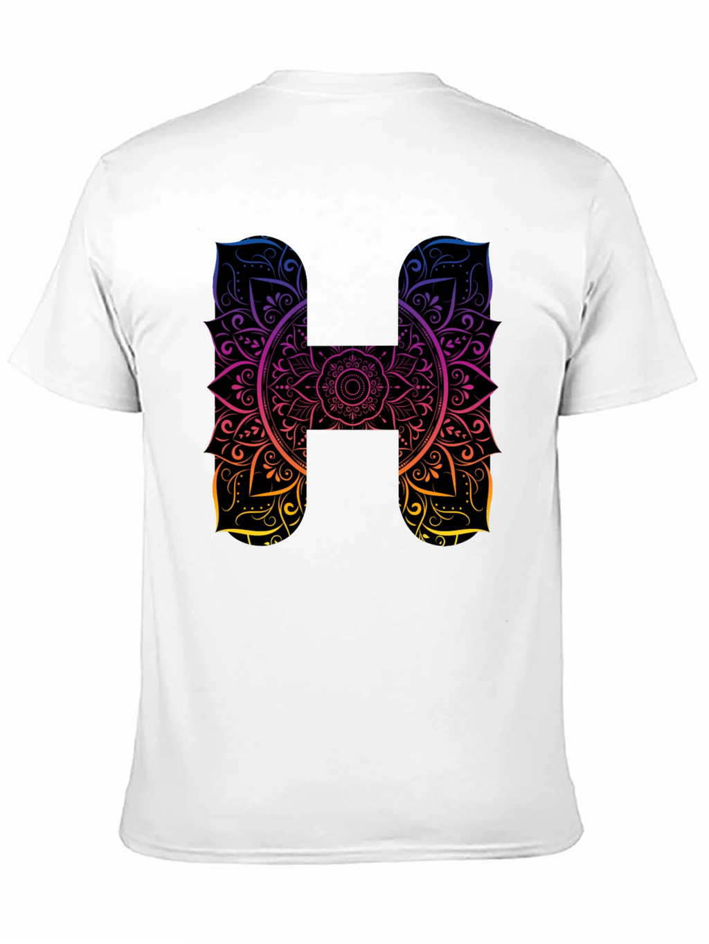 H Mandala Graphic Tee - Black Cotton T-Shirt