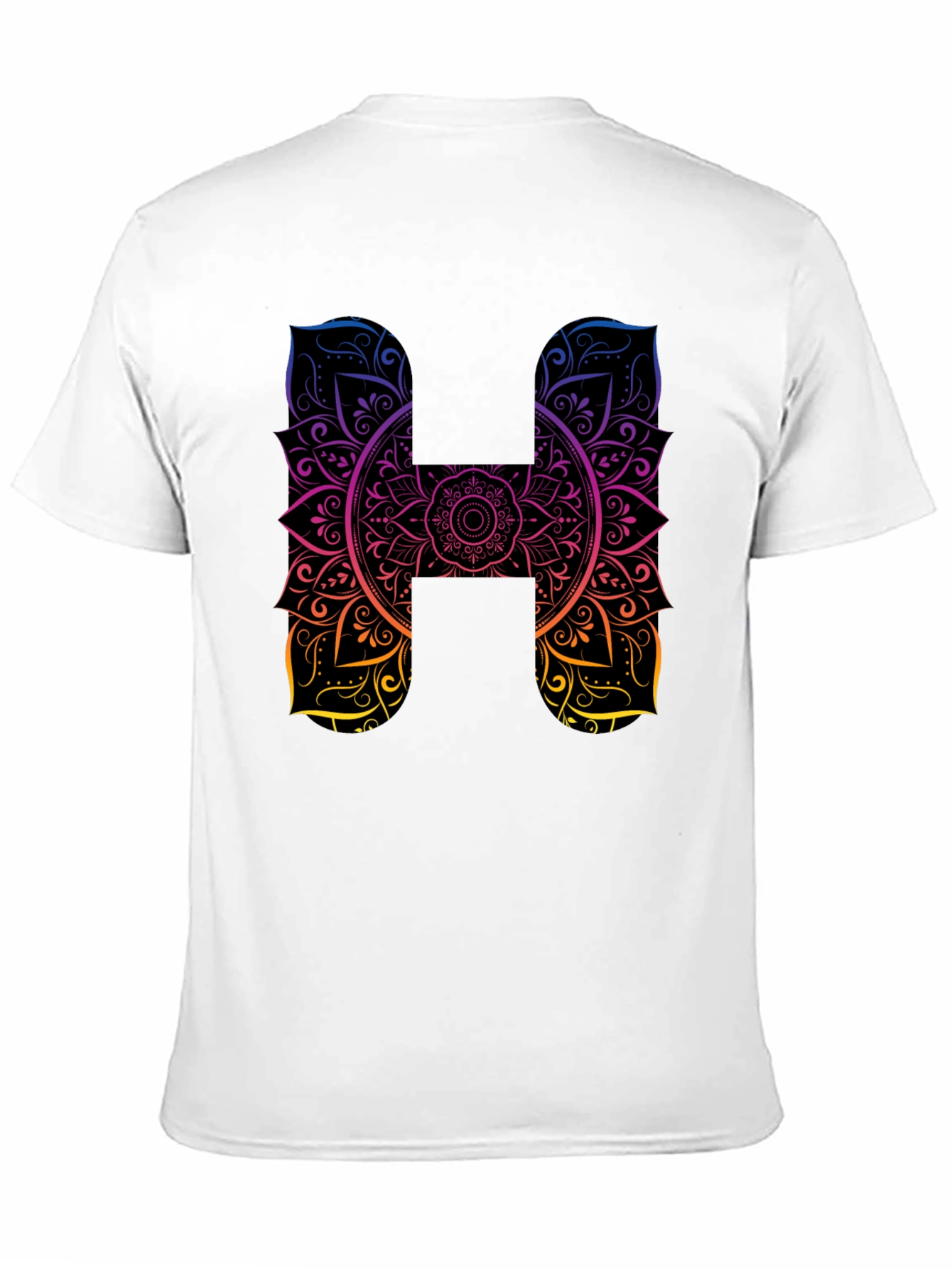 H Mandala Graphic Tee - Black Cotton T-Shirt