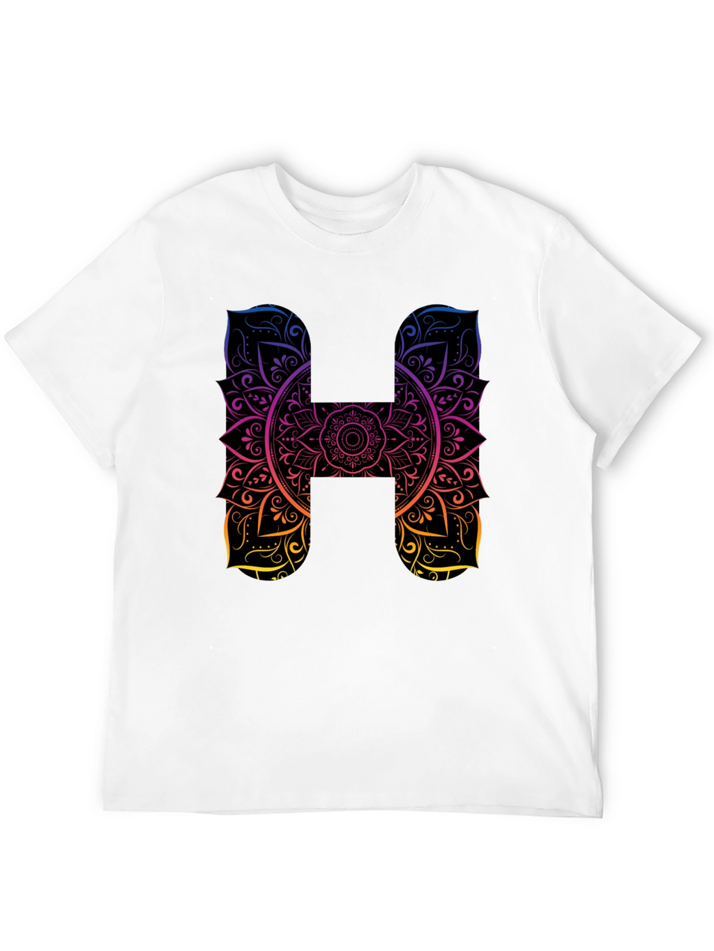 H Mandala Graphic Tee - Black Cotton T-Shirt