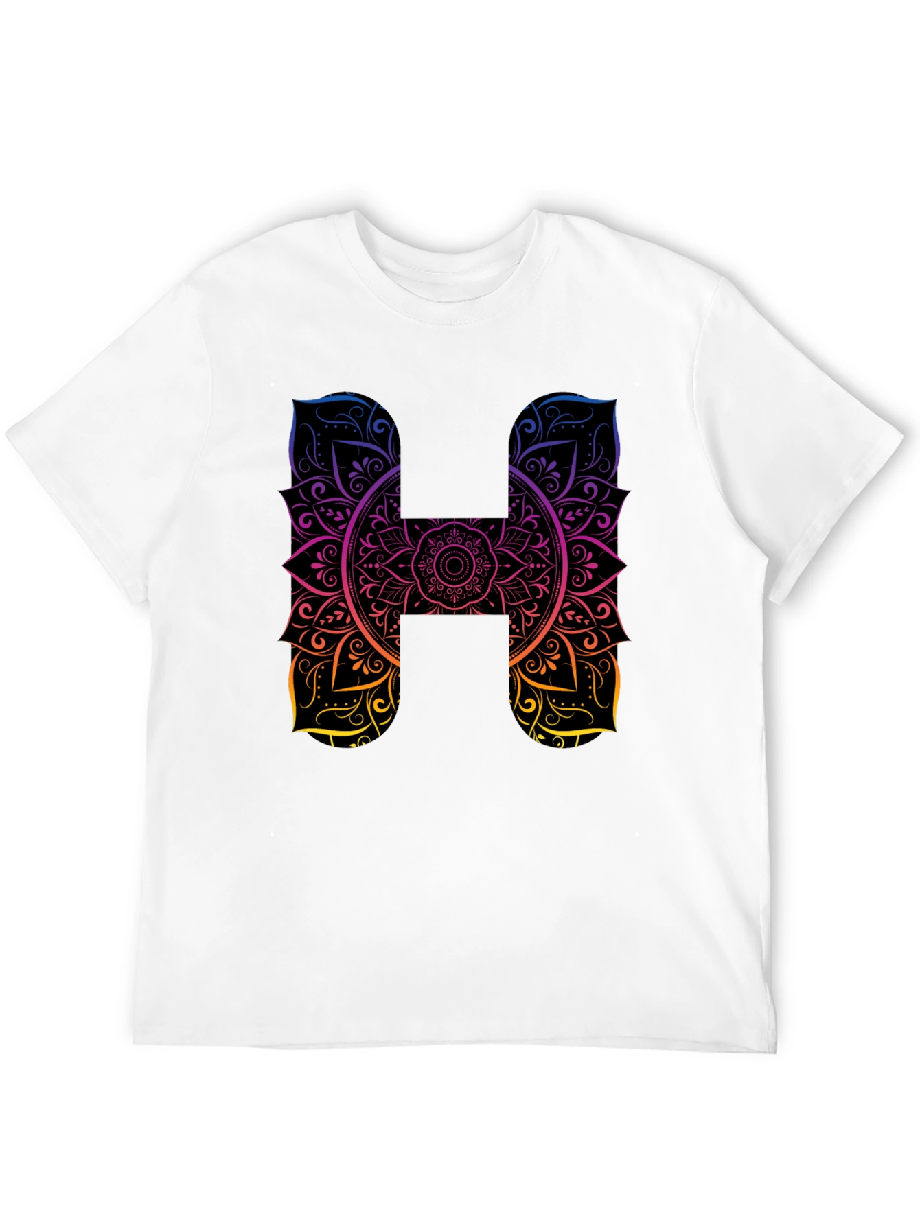 H Mandala Graphic Tee - Black Cotton T-Shirt