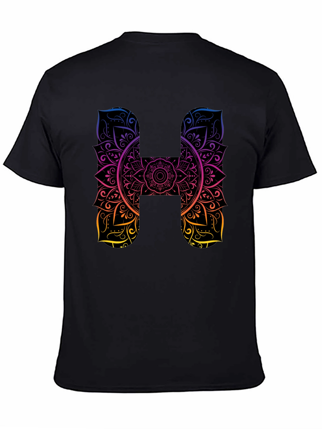 H Mandala Graphic Tee - Black Cotton T-Shirt
